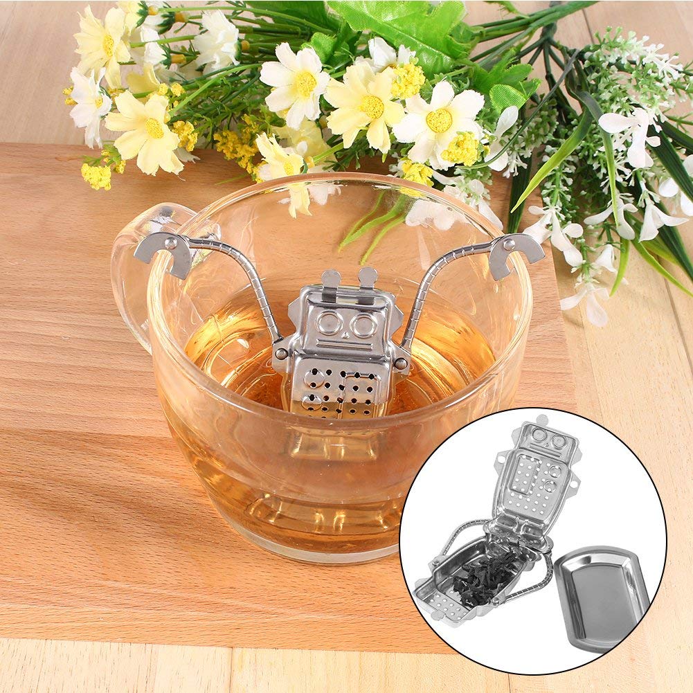 Stainless Steel Robot-Shaped Loose Tea Infuser - Fine Mesh Tea Strainer for Herbal Tea, Iced Tea & Hot Brewing - Perfect for Home, Office & Travel Use