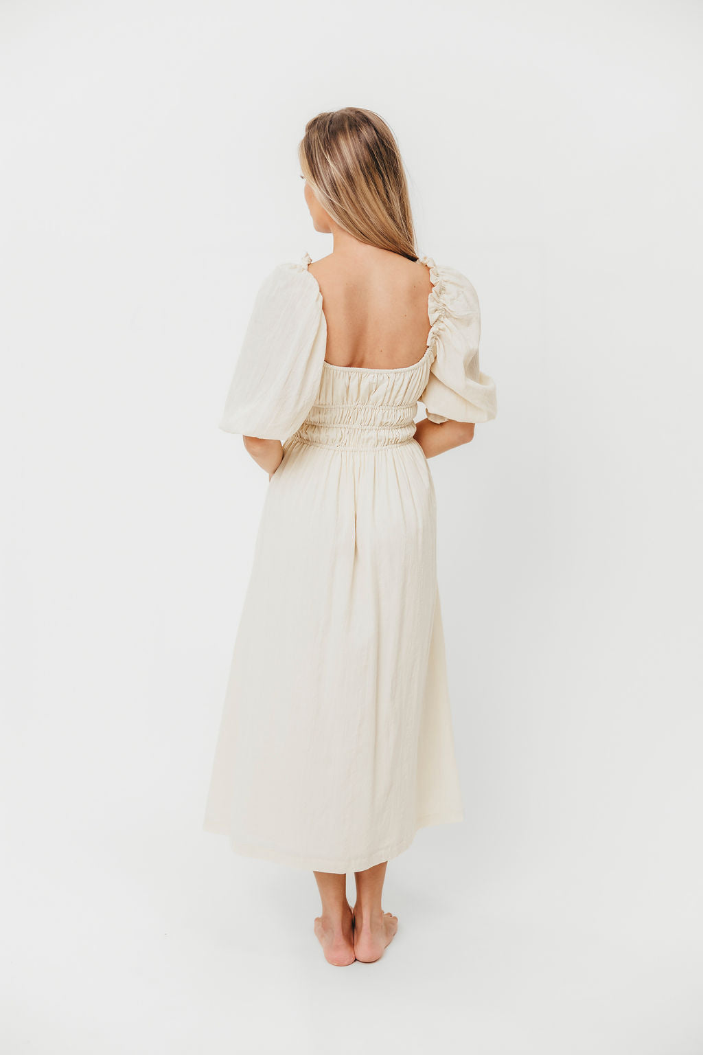 Elegant Cream Midi Dress for Women | Flattering Darling Style | Perfect for Weddings, Parties & Date Nights