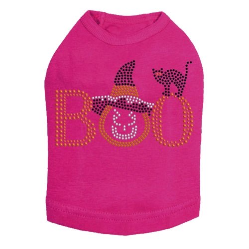 Stylish Boo Hat & Cat Rhinestone Tank Top for Women - Multiple Colors - Perfect for Halloween, Cosplay & Casual Wear