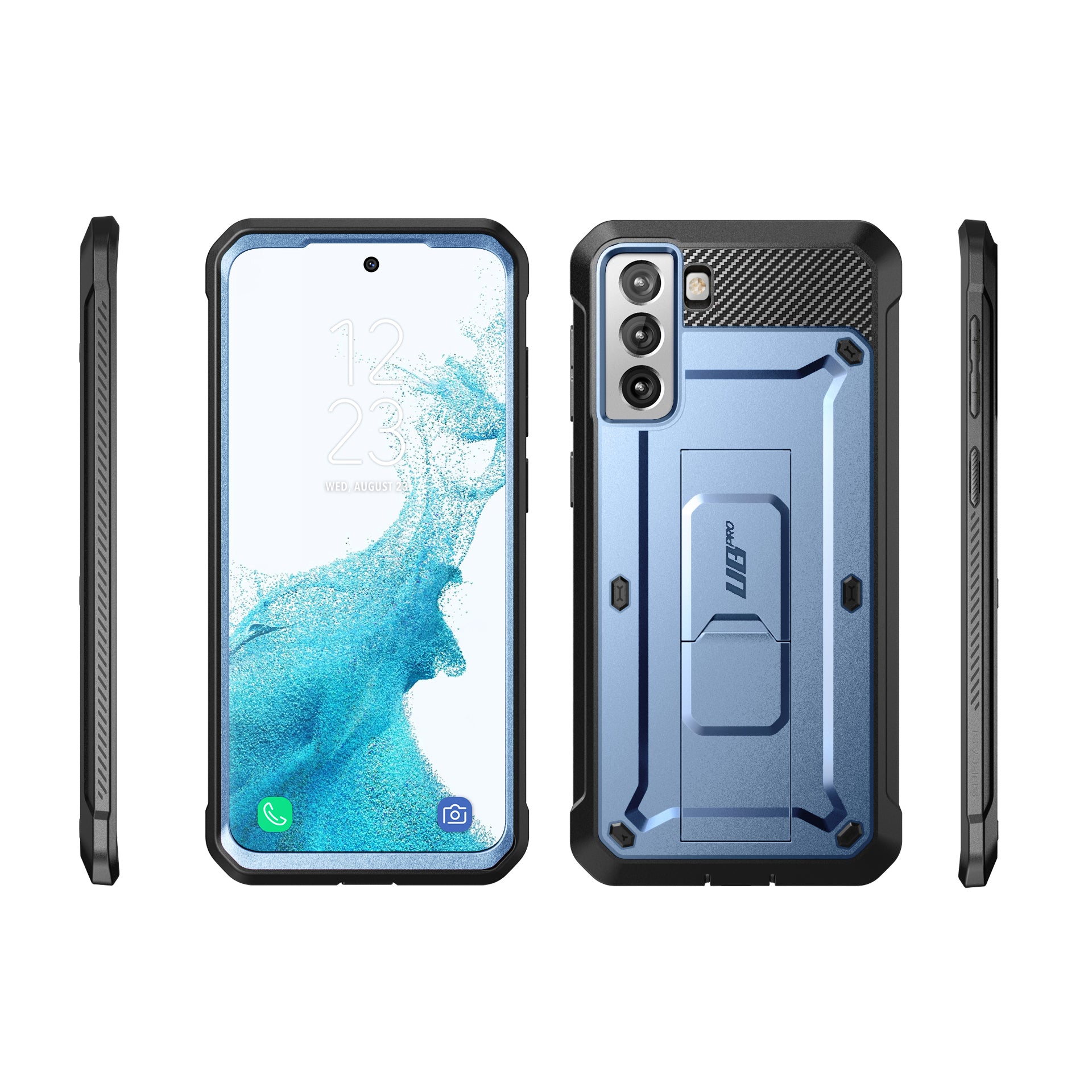 Samsung Galaxy S22 Unicorn Beetle PRO Rugged Case - Heavy Duty Shockproof Cover with Built-in Screen Protector, Metallic Blue - Perfect for Outdoor Activities, Construction Work & Extreme Sports Protection