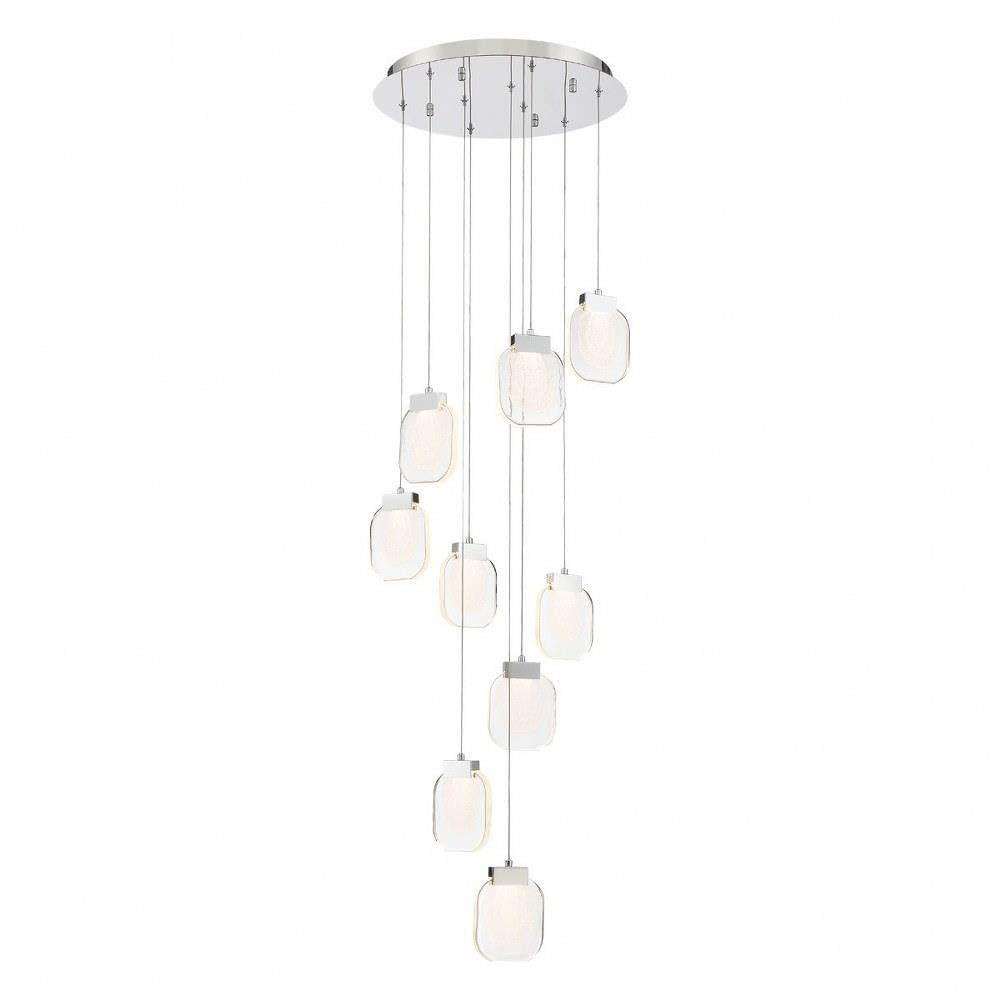 20 Inch 45W 9 LED Modern Chandelier - Chrome Finish Crystal Ceiling Light Fixture for Dining Room, Bedroom, Living Room Decor