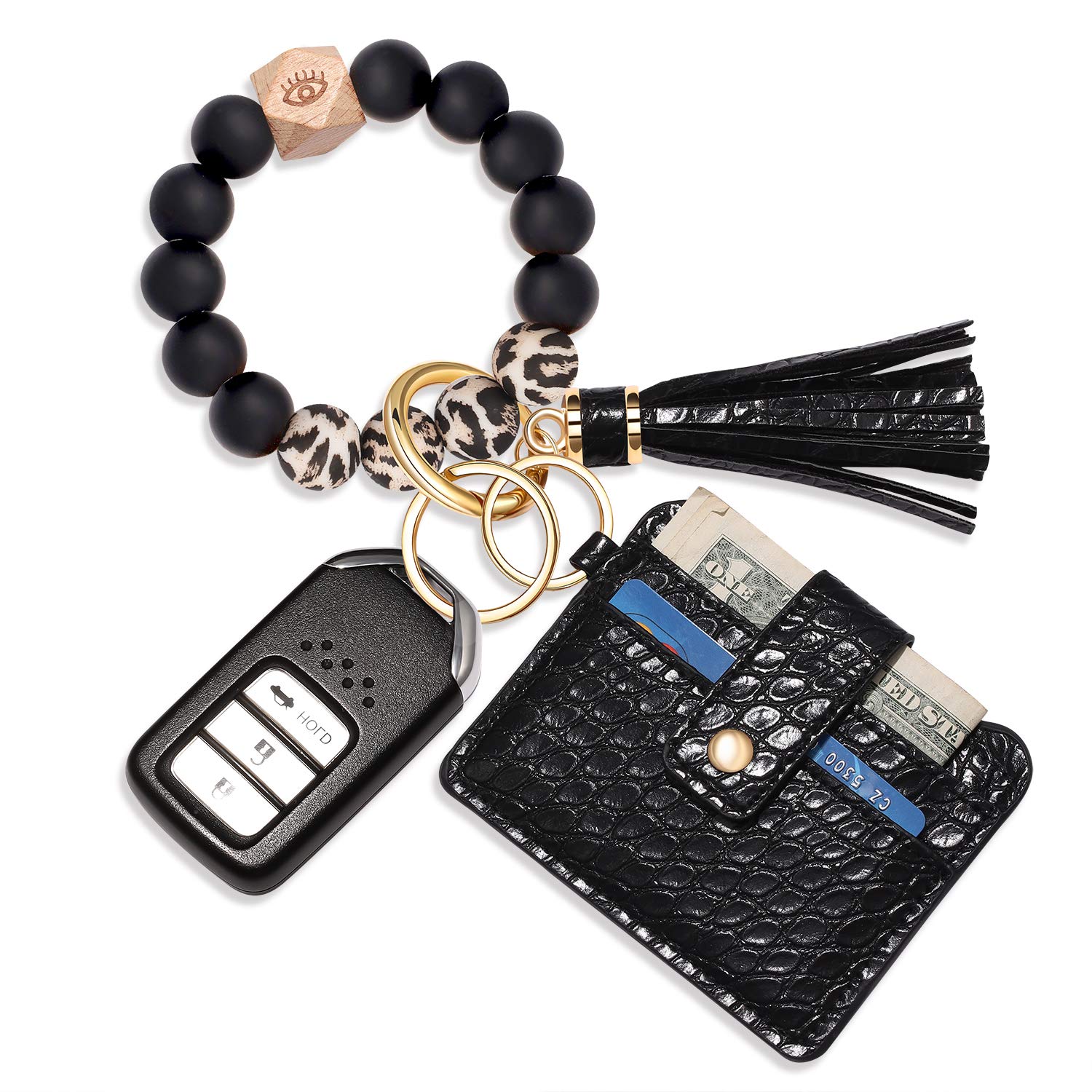 CEALXHENY Silicone Wristlet Bracelet Keychain Wallet - Multi-Functional Key Ring Holder for House, Car Keys & Credit Cards | Perfect for Travel, Gym & Everyday Use