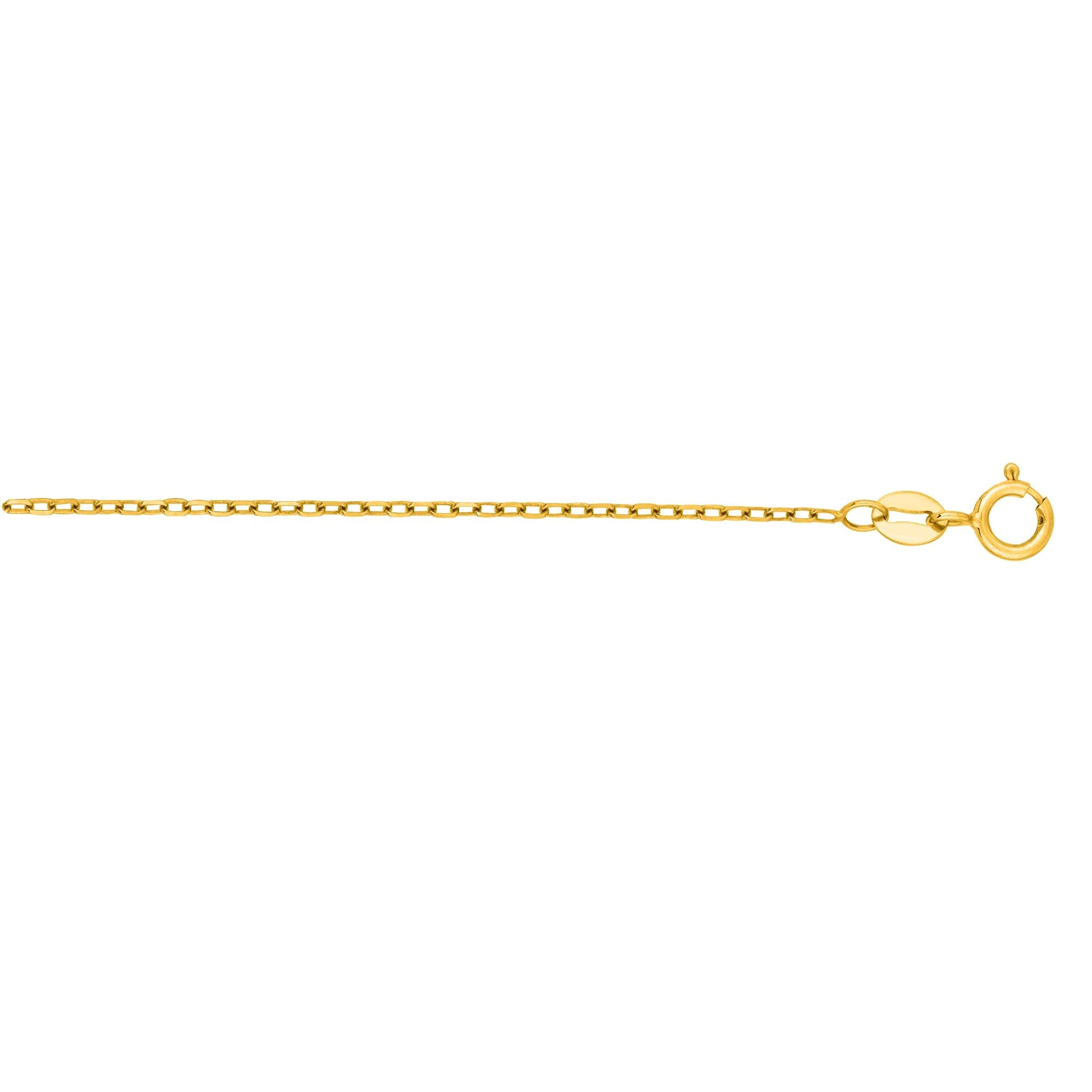 14K Yellow Gold Diamond Cut Faceted Cable Link Chain Necklace for Women - 20 Inch, 1.3mm, Spring Ring Clasp - Elegant Jewelry for Everyday Wear, Gifts & Special Occasions