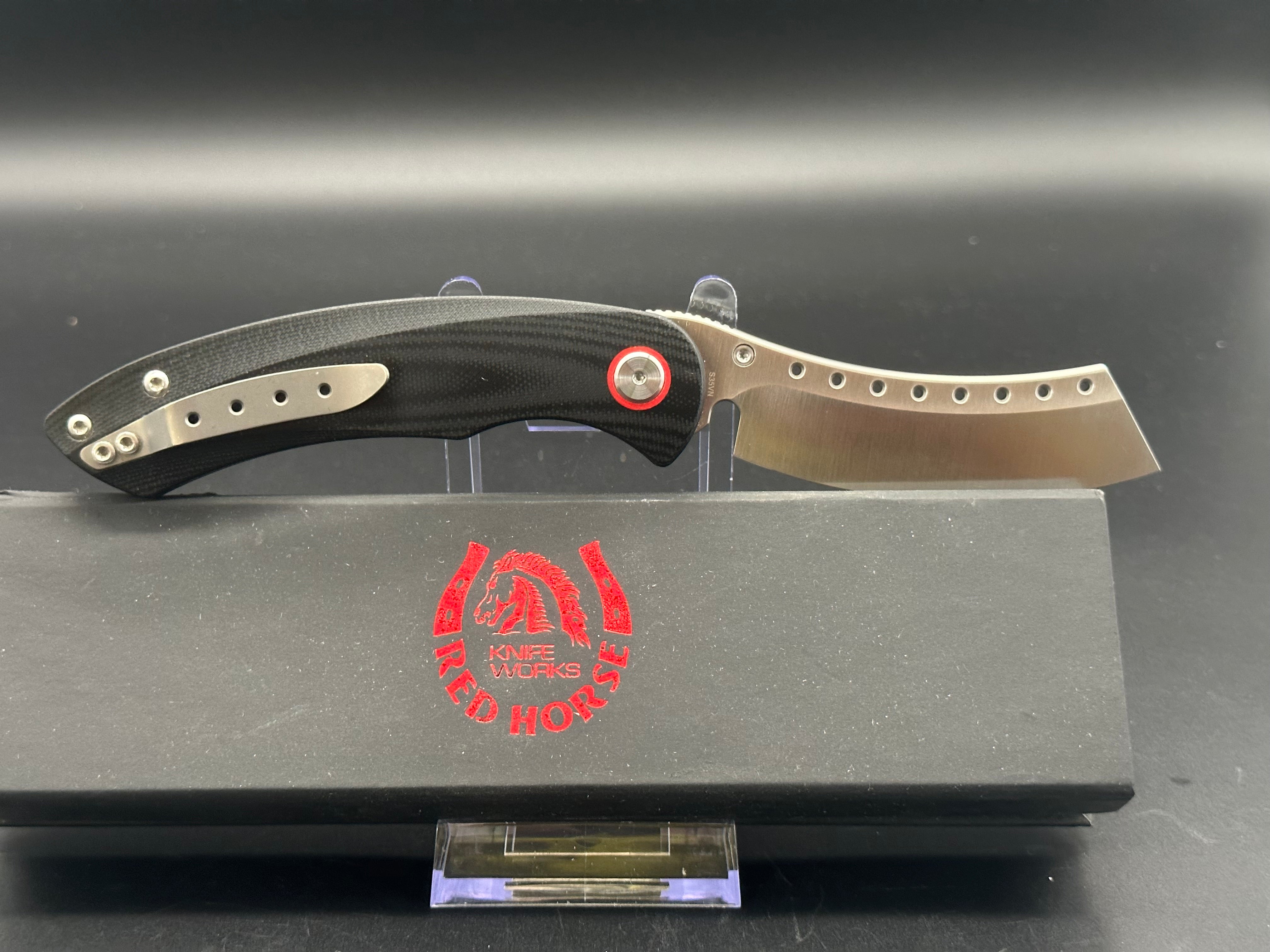 Red Horse Knife Works Hell Razor - Black G10 Folding Pocket Knife | EDC, Outdoor Survival & Tactical Use
