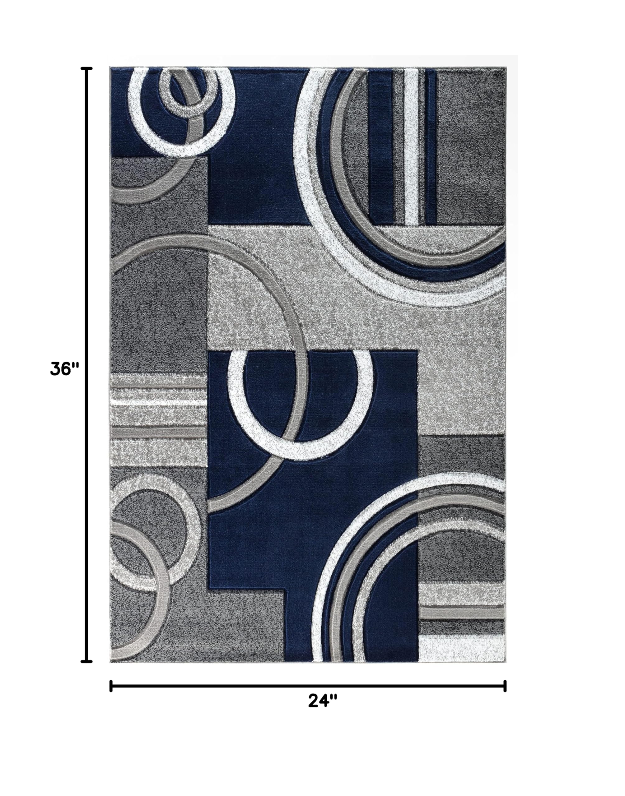 Premium Soft Hand Carved Modern Area Rug - Fluffy Textured Contemporary Floor Carpet for Living Room, Dining Room & Bedroom - Non-Slip Indoor Decor (2x3 Feet, Navy Blue) | Cozy Home Accent for Family Gatherings & Relaxation