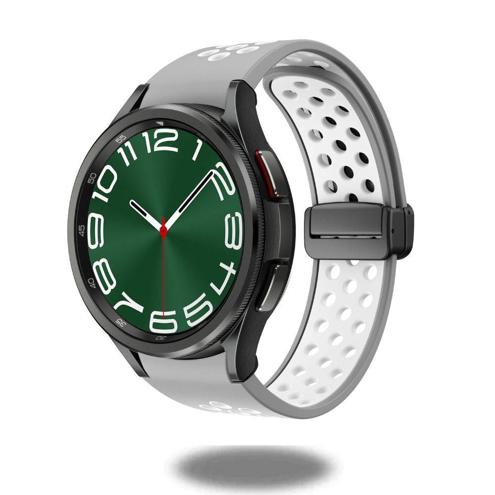 Durable Magnetic Silicone Watch Band with D Buckle Clasp - Adjustable & Secure Strap for Apple Watch, Fitbit, Samsung Galaxy - Perfect for Workouts, Running & Everyday Wear