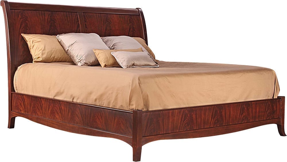 Whitehall Sleigh Bed Frame - Queen Size, Solid Wood, Upholstered Headboard - Elegant & Comfortable Bedroom Furniture for Master Bedroom, Guest Room, or Dorm