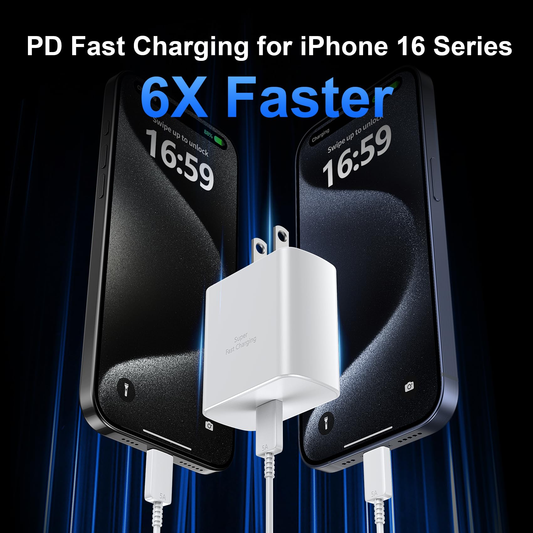45W Fast USB C Charger for Phone 16 Pro Max - 6.6FT Long Type C Cable - Compatible with Phone 16 Series & Samsung Galaxy S24 Ultra - Perfect for Home, Office & Travel Charging