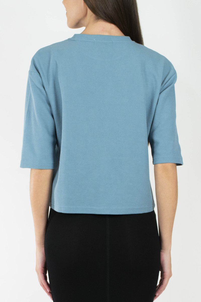 REMI TEE WAFFLE KNIT (BLUE) - Soft & Comfortable Waffle Knit T-Shirt for Men & Women | Perfect for Casual Wear, Layering & Everyday Outfits