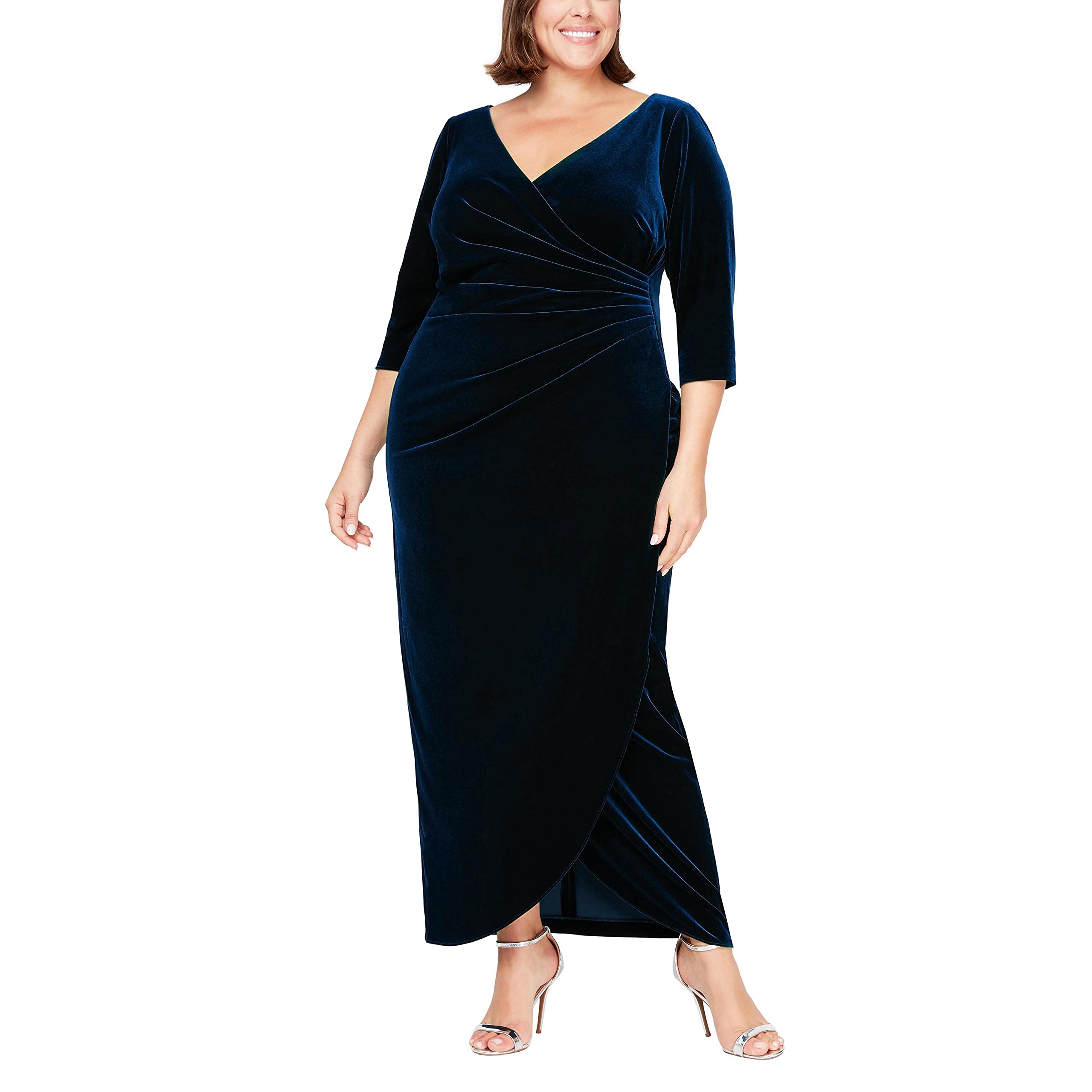 Alex Evenings Women's Plus Size Long Velvet Evening Gown - Elegant Formal Dress for Weddings, Parties & Special Occasions