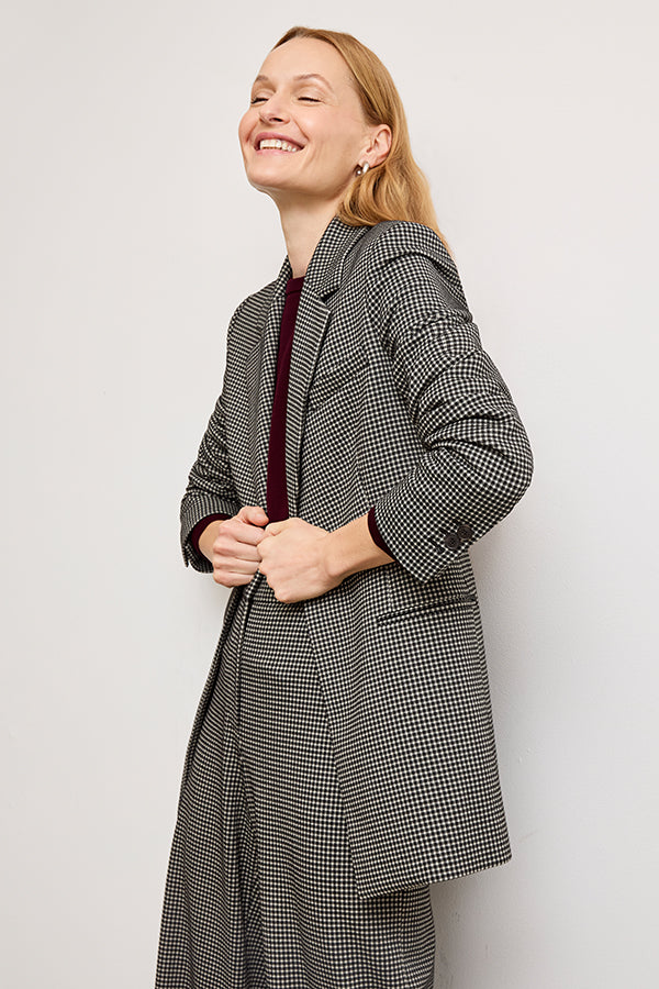 Tinsley Wide Leg Pants for Women - Soft Knit Suiting Fabric with Classic Check Pattern | Office Wear & Casual Outfits