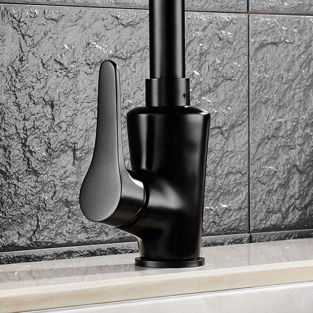 Black Pull Down Kitchen Faucet with Swivel Shower Head - Water-Tap Bathroom & Kitchen Sink Mixer Tap - Chrome Finish for Modern Vanity & Utility Sinks (Ideal for Washing Dishes, Filling Pots & Cleaning Vegetables)