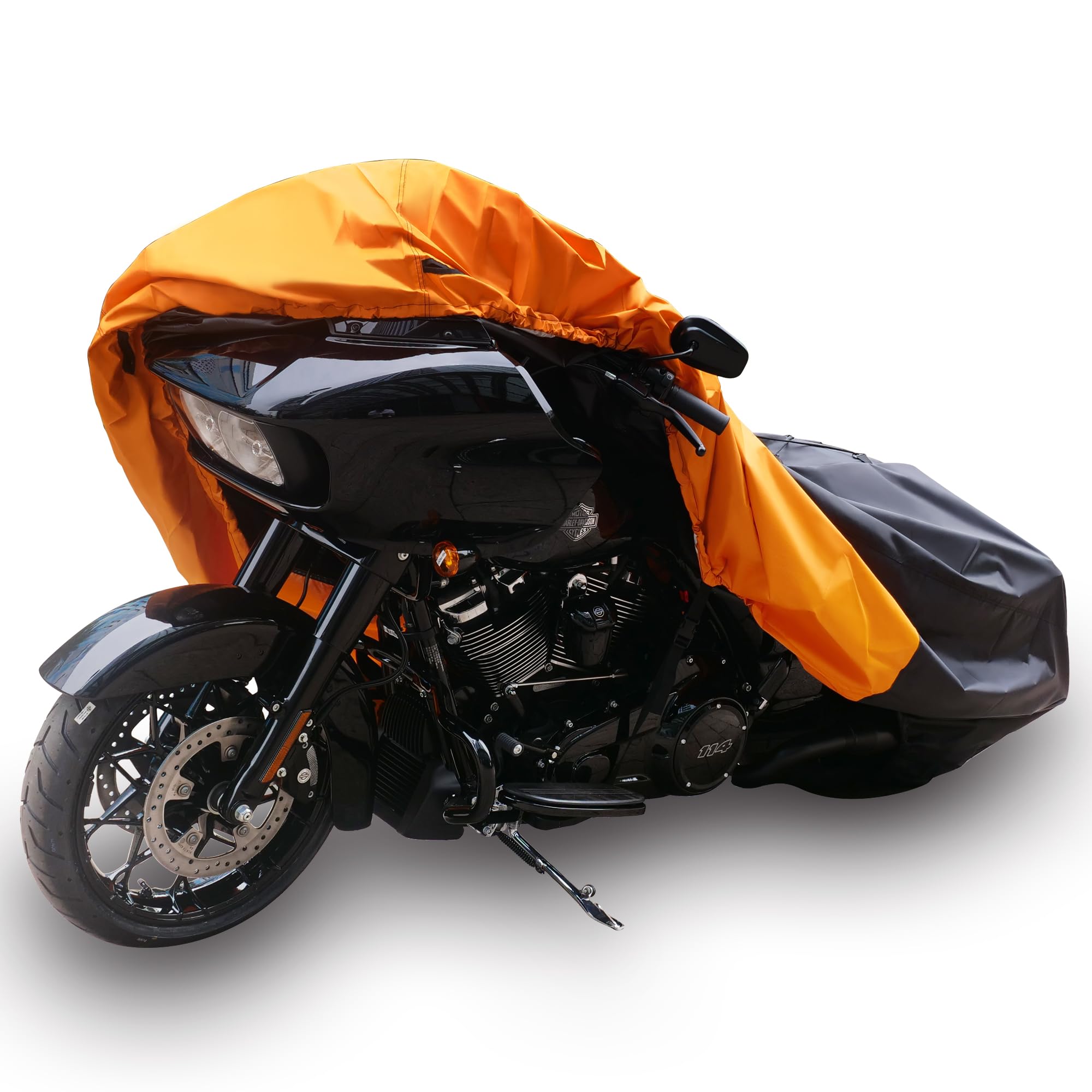 Heavy Duty Waterproof Motorcycle Cover - All Weather Protection for Outdoor Storage, Rain, Sun & Snow - Universal Fit for Touring Bikes & Full Dressers - Extra Large Size with Reflective Strips & Lock Holes - Perfect for Garage, Travel & Long-Term Parking Protection