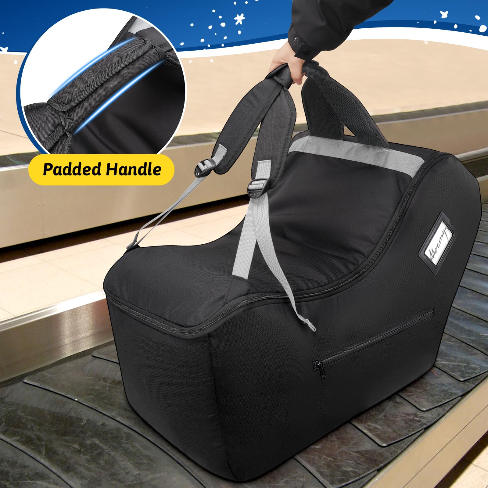 YOREPEK Padded Car Seat Travel Backpack - Universal Fit for Nuna Pipa & Other Infant Car Seats, Airplane Approved with Shoulder Straps & Side Pocket - Protective Cover for Baby Car Seat Travel & Storage