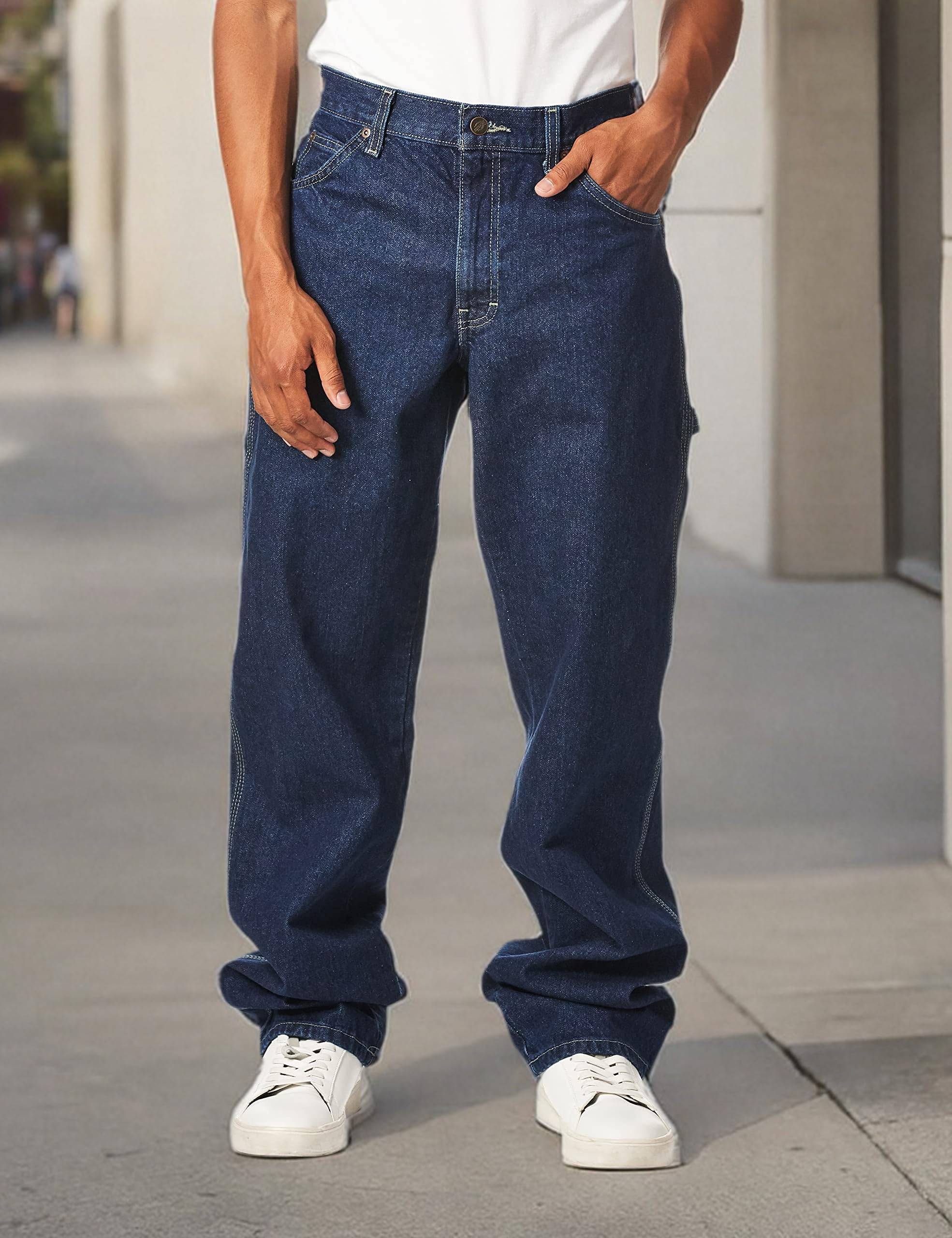 Dickies Men's Relaxed-Fit Carpenter Jeans - Durable Work Pants for Construction, Carpentry & Outdoor Activities | Comfortable Denim Jeans for Workwear & Casual Wear