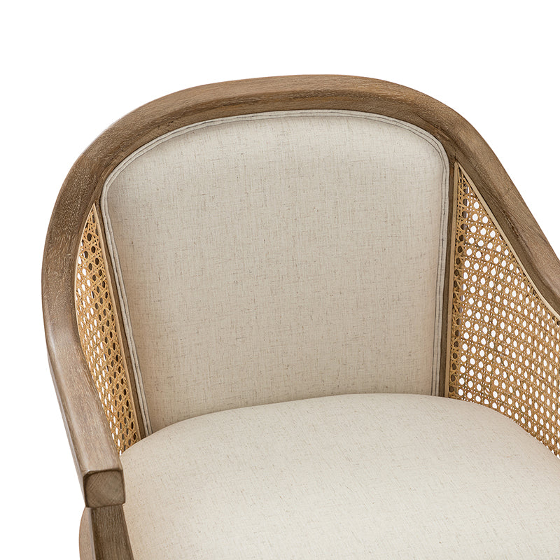 Audrey Task Accent Chair with Rattan Arms - Modern Home Office Chair for Small Spaces, Comfortable Writing Desk Chair with Woven Rattan Backrest - Perfect for Study Rooms, Living Rooms & Cozy Corners