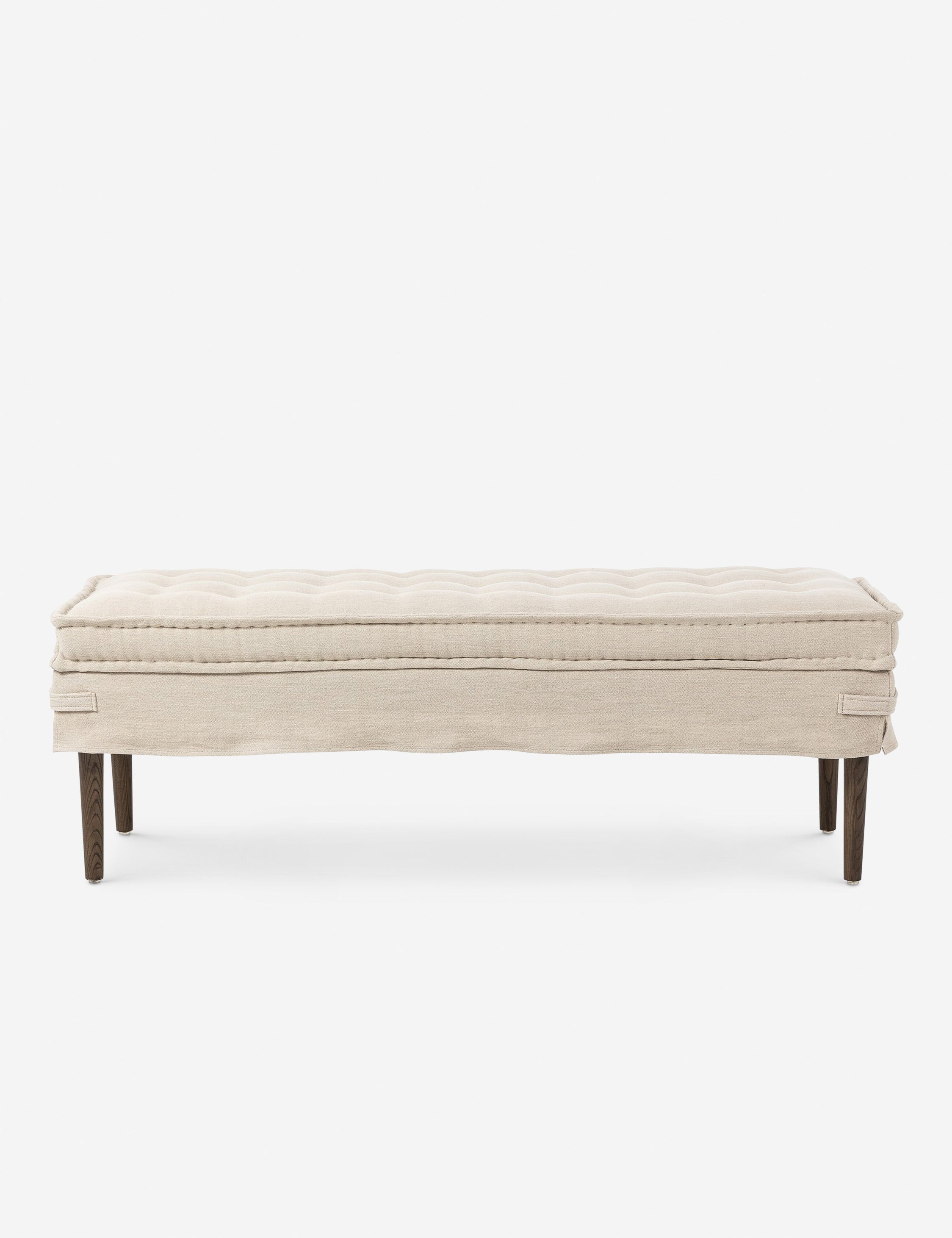 Cole Bench by Amber Lewis x Four Hands - Modern Wooden Entryway Bench with Upholstered Seat - Perfect for Hallway, Living Room & Bedroom Decor