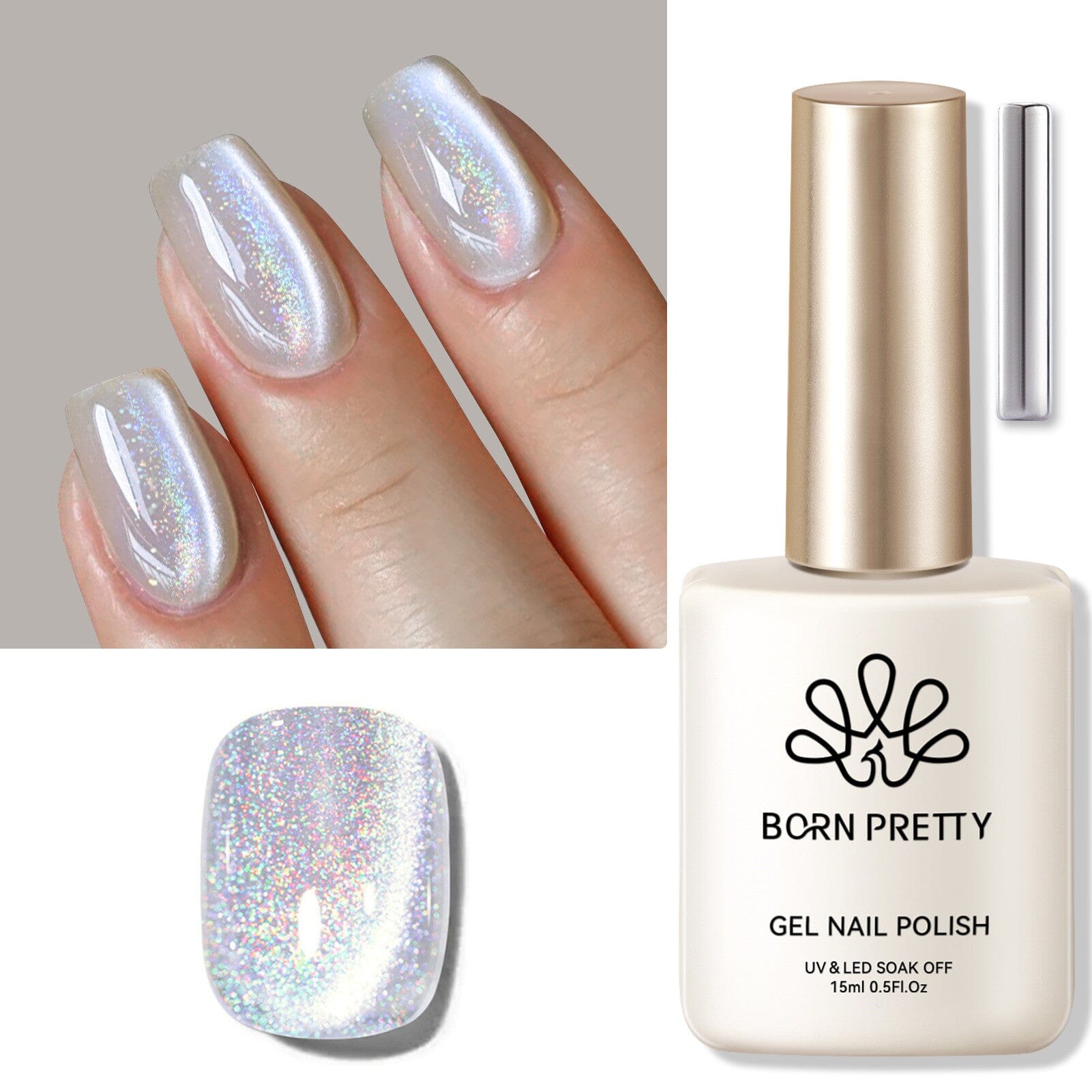 Iridescent Ceramic Cat Magnetic Gel Polish 15ml - Long Lasting Cat Nail Art Polish for Manicure & Pedicure - Perfect for Salon, Home Use & Gift Giving