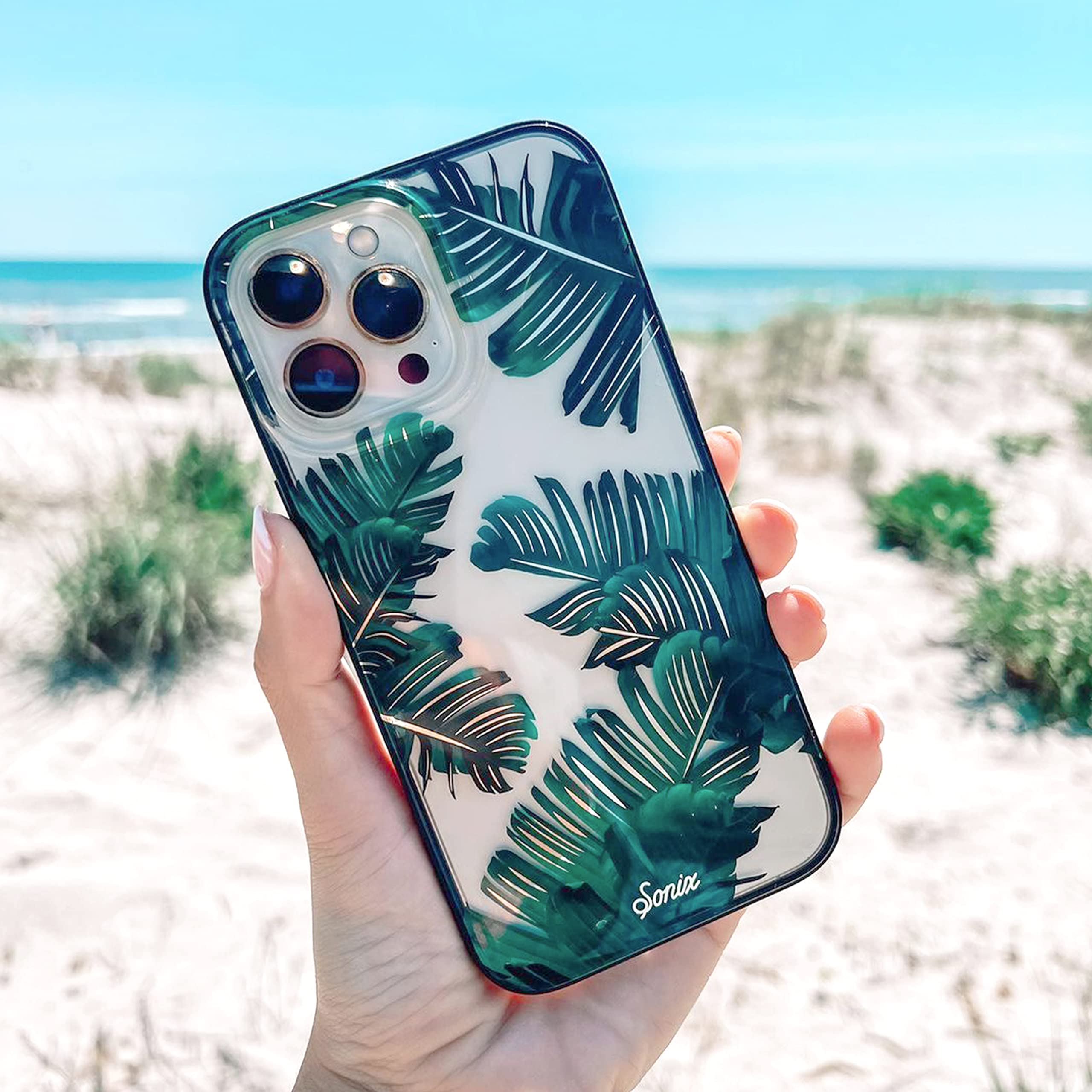 Sonix iPhone 13 Pro Max / 12 Pro Max Case - 10ft Military Grade Drop Protection, Stylish Palm Leaf Bahamas Design - Perfect for Outdoor Adventures & Daily Protection