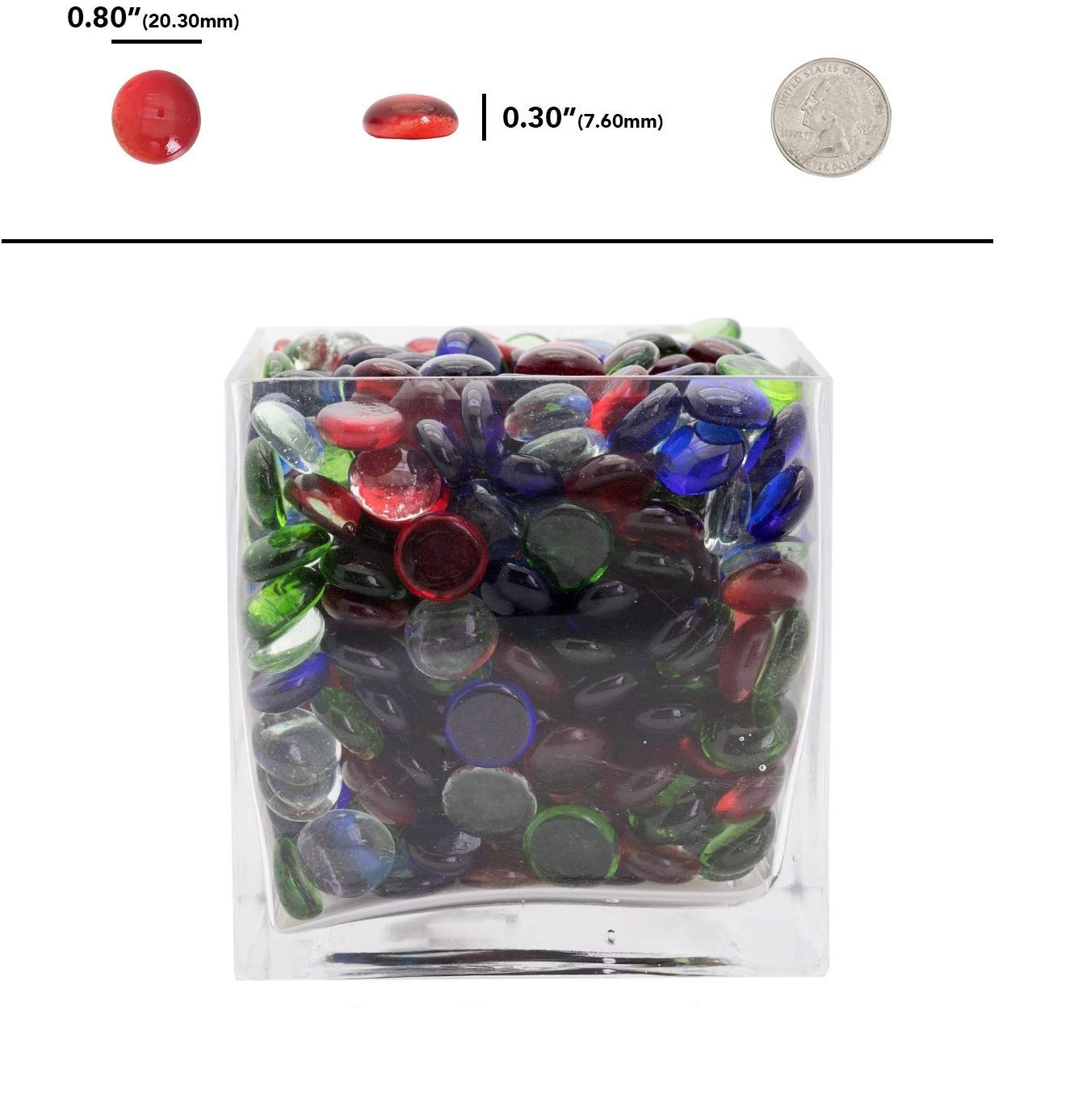 Light Blue Gemstones for Vases, Flat Marbles & Bowl Fillers - 4.5lbs Decorative Pebbles for Centerpieces, Floral Arrangements & Home Decor (Green)