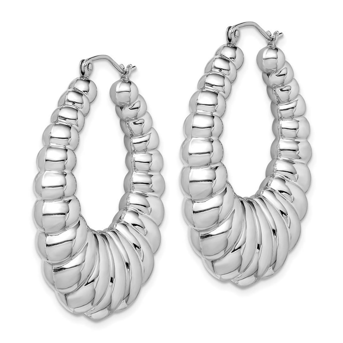 925 Sterling Silver Hollow Hinged Polished Hoop Earrings for Women - 41x34mm Wide Fancy Hoop Earrings | Perfect for Parties, Weddings & Everyday Wear