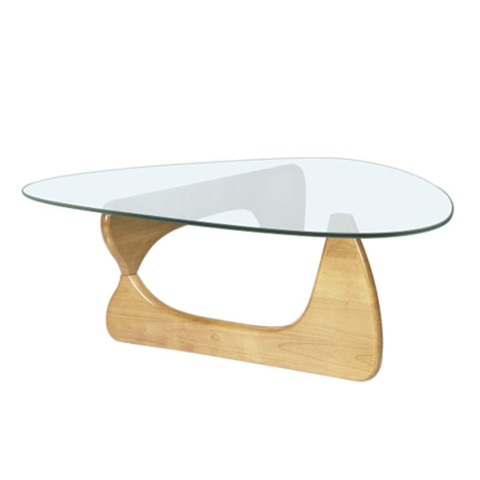 Premium Triangle Coffee Table with Glass Top & Wood Base - Modern Living Room Centerpiece for Home Decor