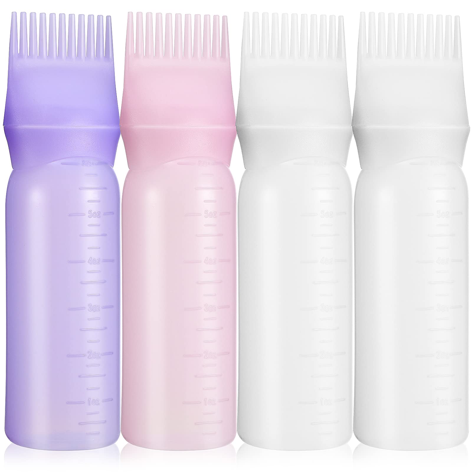 4 Pack Root Comb Applicator Bottles for Hair Oil & Color - Salon Quality Hair Styling Tools with Built-in Comb | Perfect for Professional Salon Use & At-Home Hair Treatments