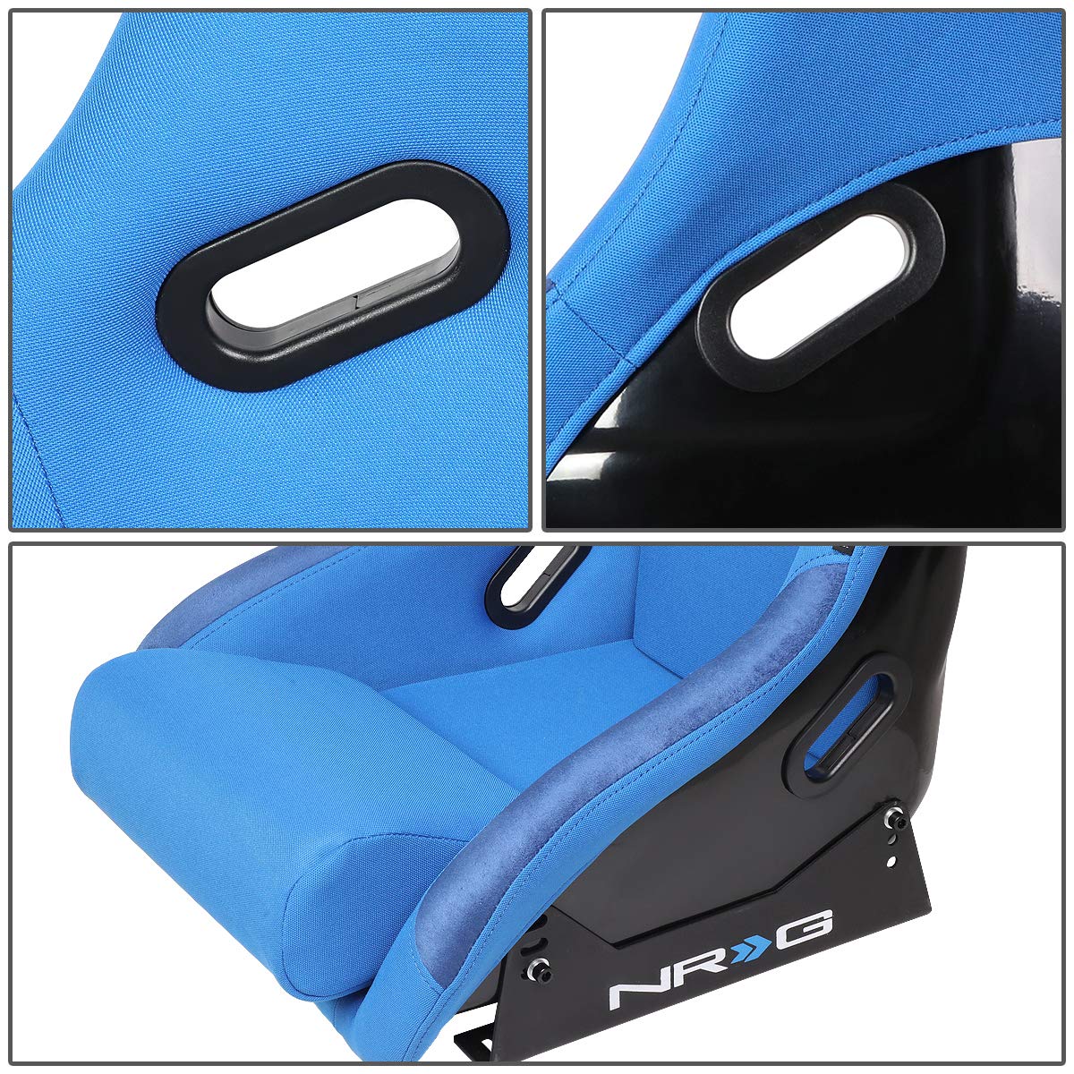 NRG Innovations NRG-FRP-300BL Fiberglass Fixed Back Racing Seat - Blue Bucket Seat with 4-Point Harness Compatibility | Perfect for Drifting, Track Racing & Performance Cars
