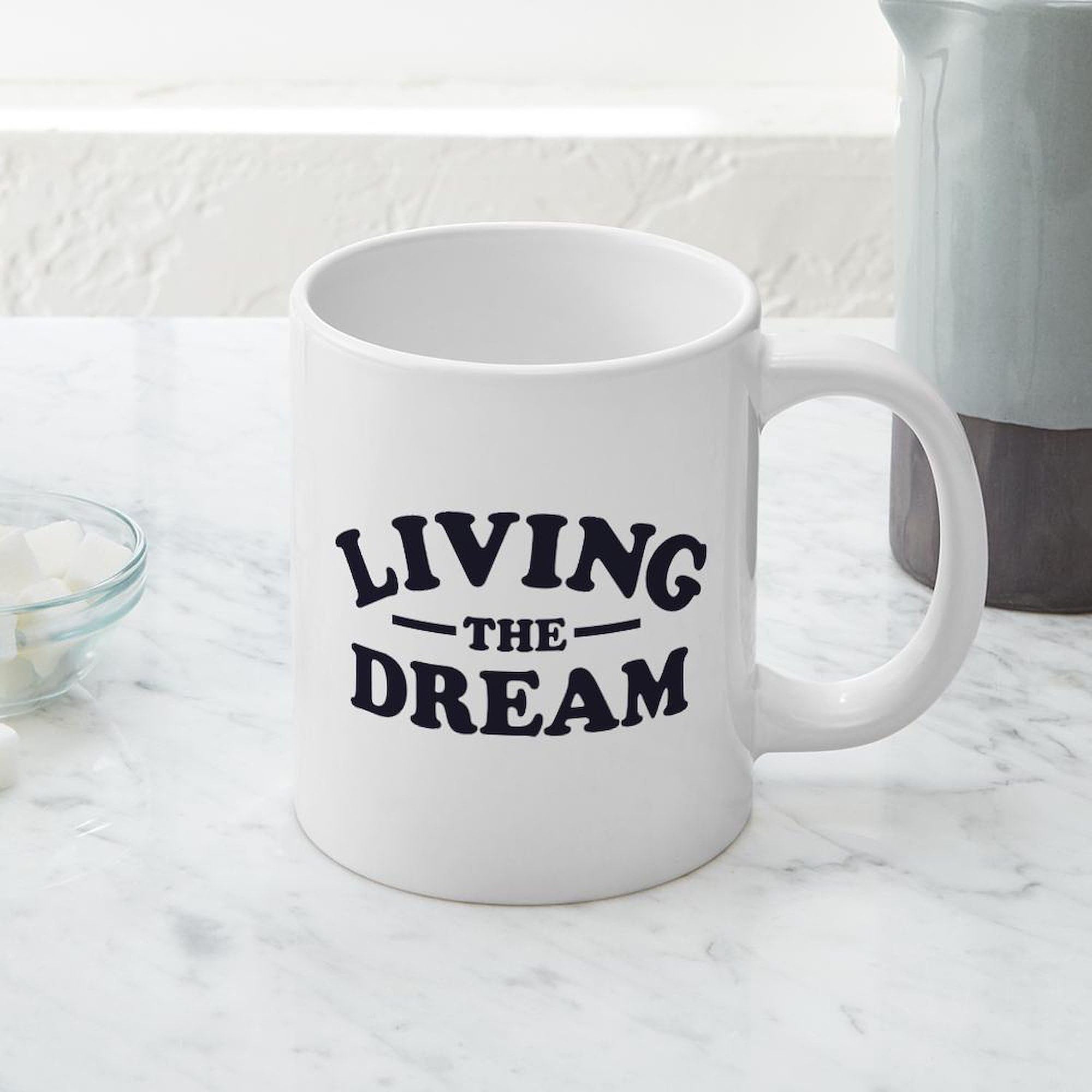 Living The Dream 20 oz Ceramic Coffee Mega Mug - Large Insulated Tea Cup for Office, Home & Travel - Funny Inspirational Gift for Coffee Lovers