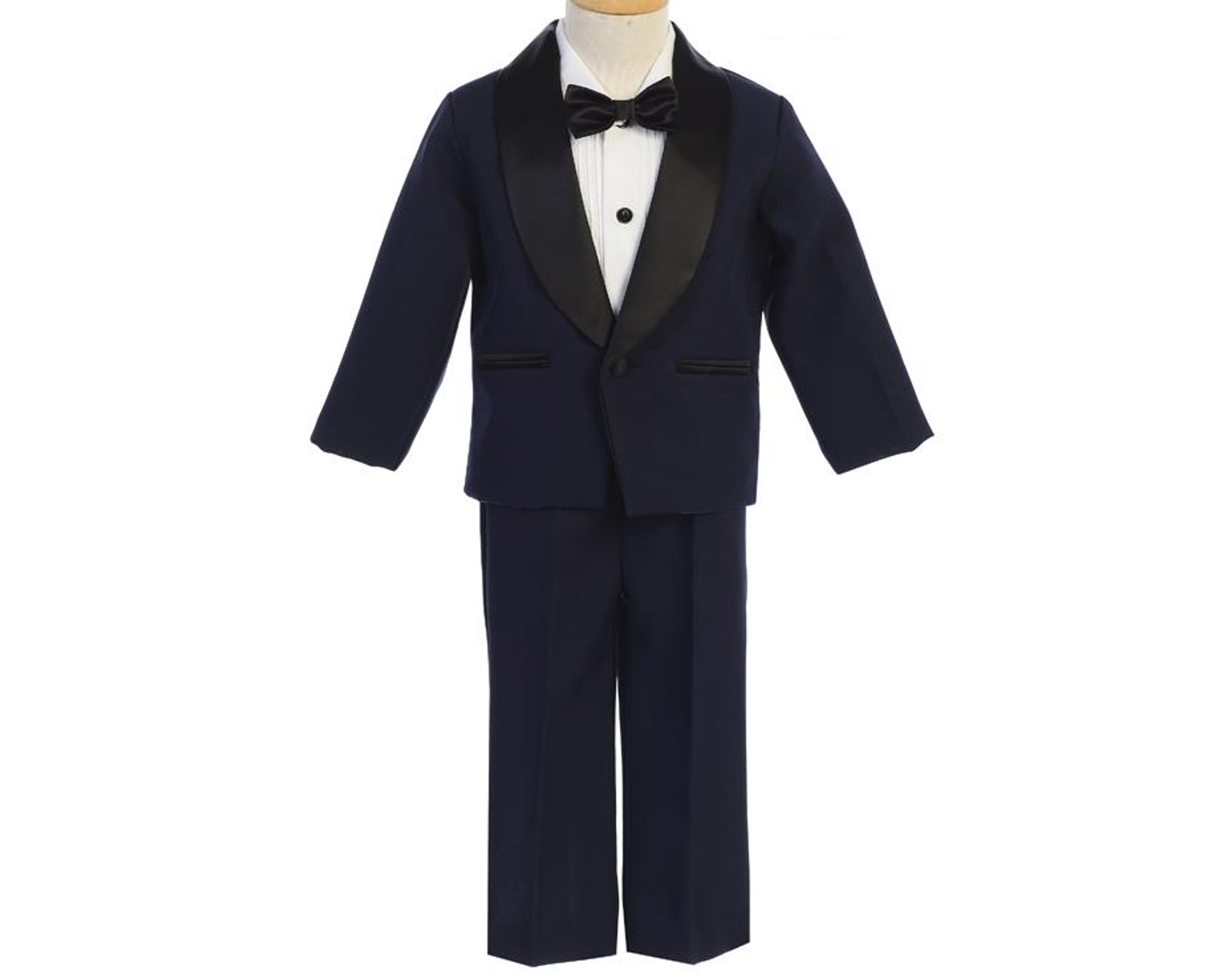 Boys Navy Blue Shawl Collar Executive Tuxedo Suit 7580 - Perfect for Weddings, Prom & Formal Events