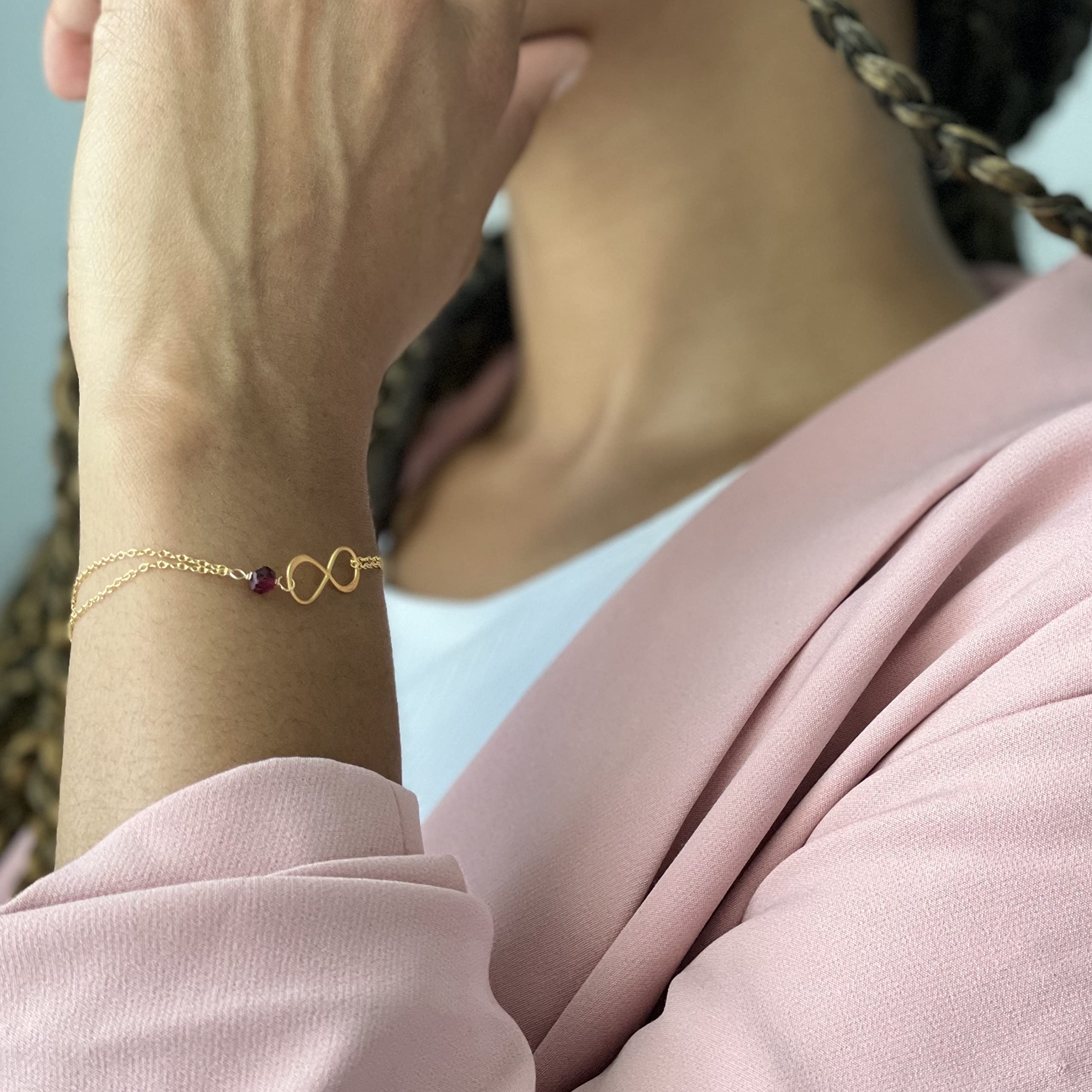 Handmade Gold Birthstone Infinity Charm Bracelet - November Citrine Gemstone, 14K Gold Filled & Vermeil Jewelry - Perfect Birthday Gift for Women, Anniversary Present, Mother's Day Gift | Ideal for Everyday Wear, Special Occasions & Gift Giving