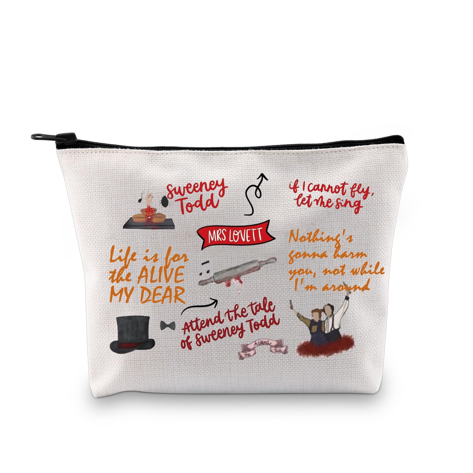 PXTIDY Sweeney Todd Musical Makeup Bag - Themed Cosmetic Pouch for Theatre Lovers, Sondheim Fans & Demon Barber Enthusiasts - Perfect Gift for Broadway Shows, Halloween & Themed Parties