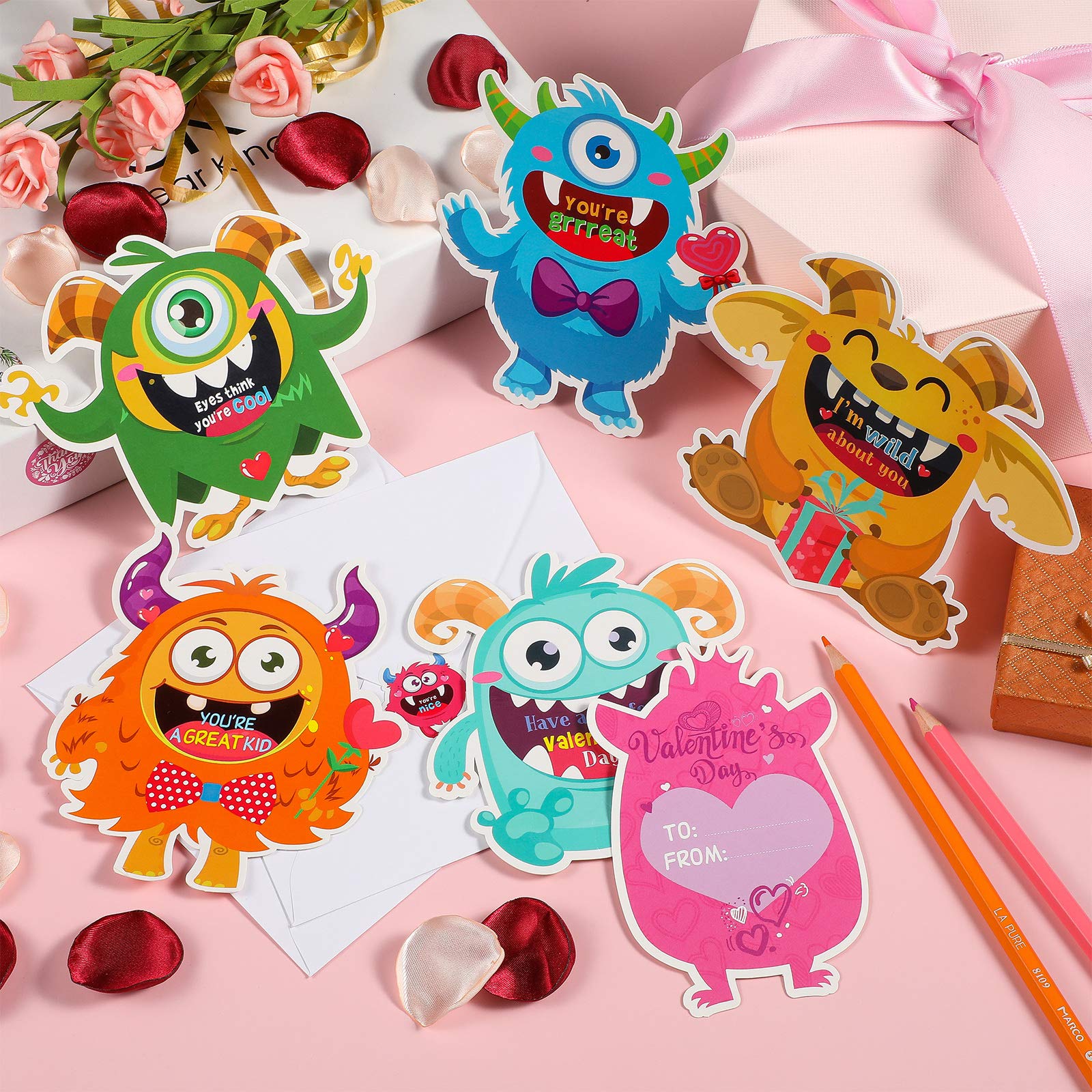 36-Piece Valentine's Day Greeting Cards Set with Envelopes & Stickers - Cute Classroom Exchange Cards for Kids, Boys & Girls - Perfect for School Parties, Valentine's Day Favors & Classroom Activities