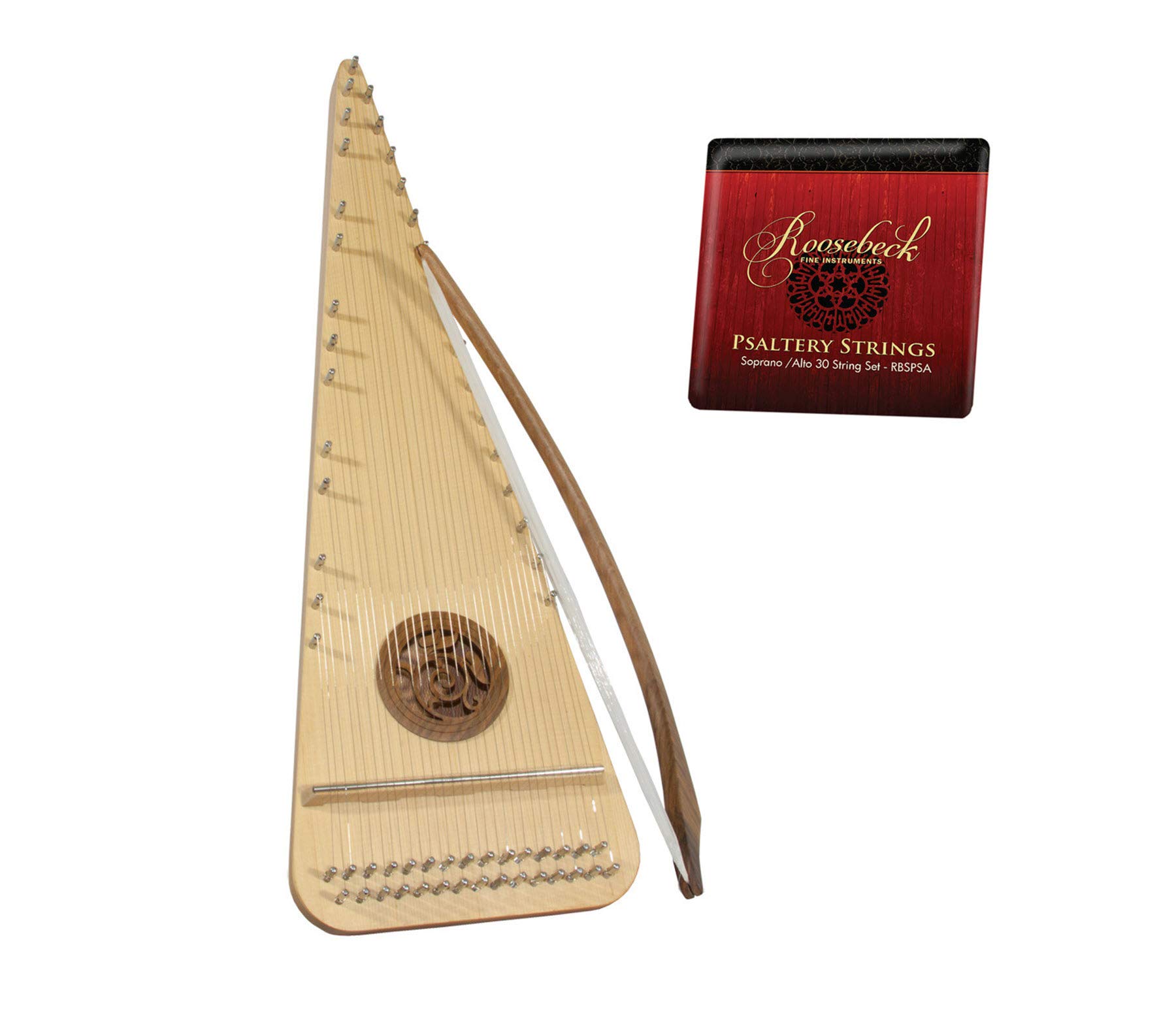 Roosebeck Alto Rounded Psaltery with Extra String Set - Right Hand Musical Instrument for Folk, Celtic & Medieval Music Performances