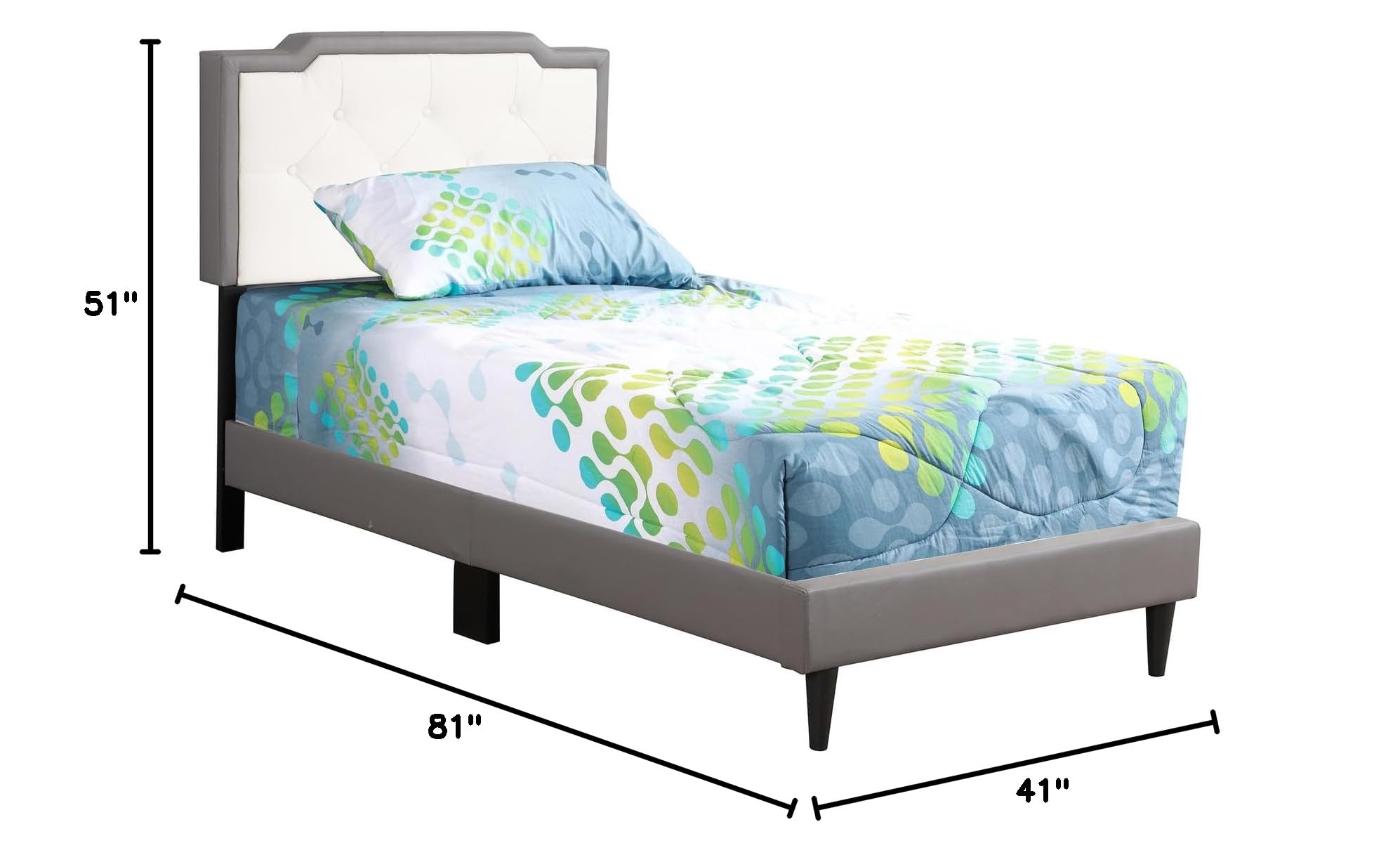Luxury Light Grey Tufted Twin Panel Bed - Premium Indoor Bedding & Home Decor for Bedroom - Elegant Upholstered Headboard with Diamond Tufting, Perfect for Master Bedroom, Guest Room or Dorm
