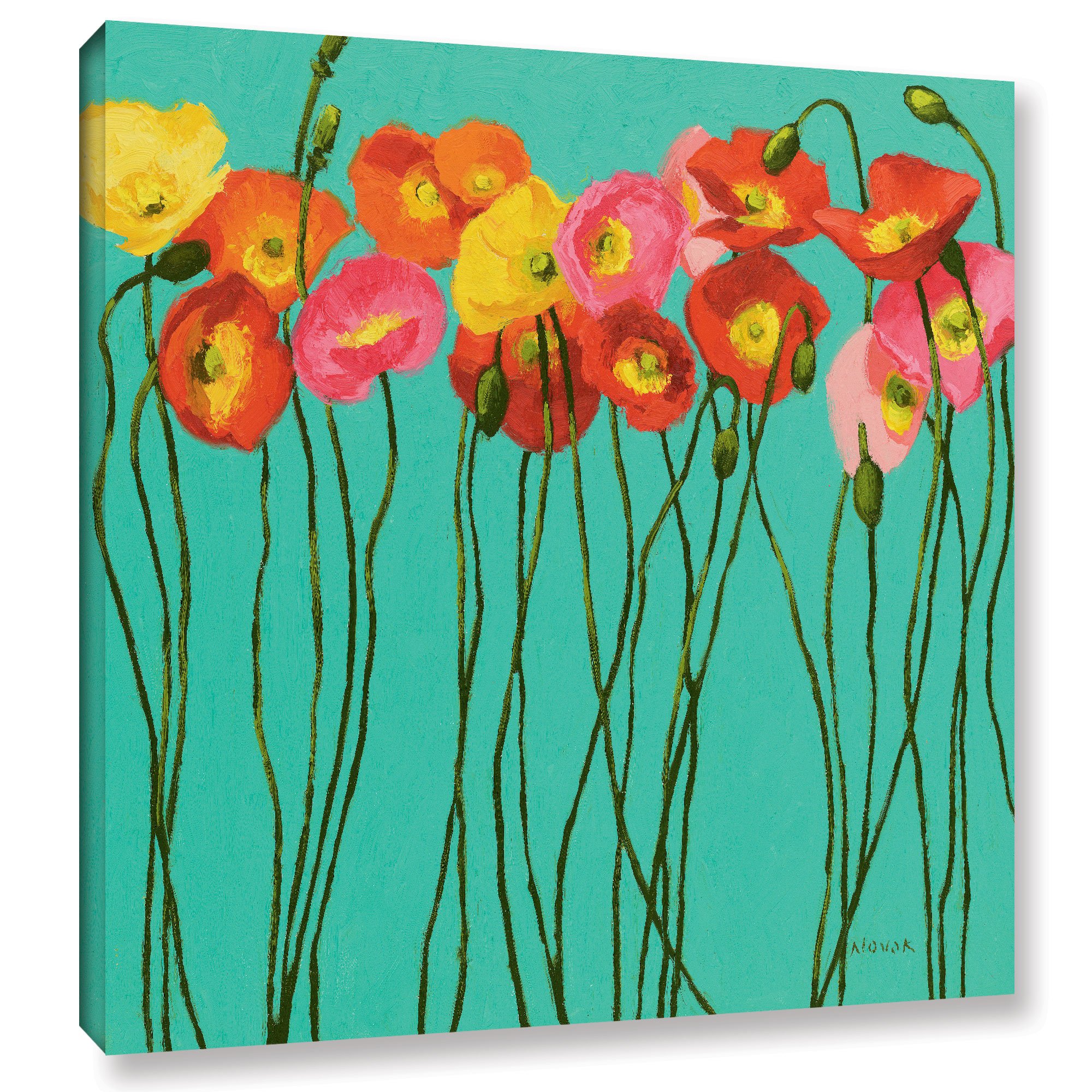 Shirly Novak 'Aux Couleurs III' Abstract Art Gallery Wrapped Canvas - 18x18 Inches Modern Wall Decor for Living Room, Bedroom & Office