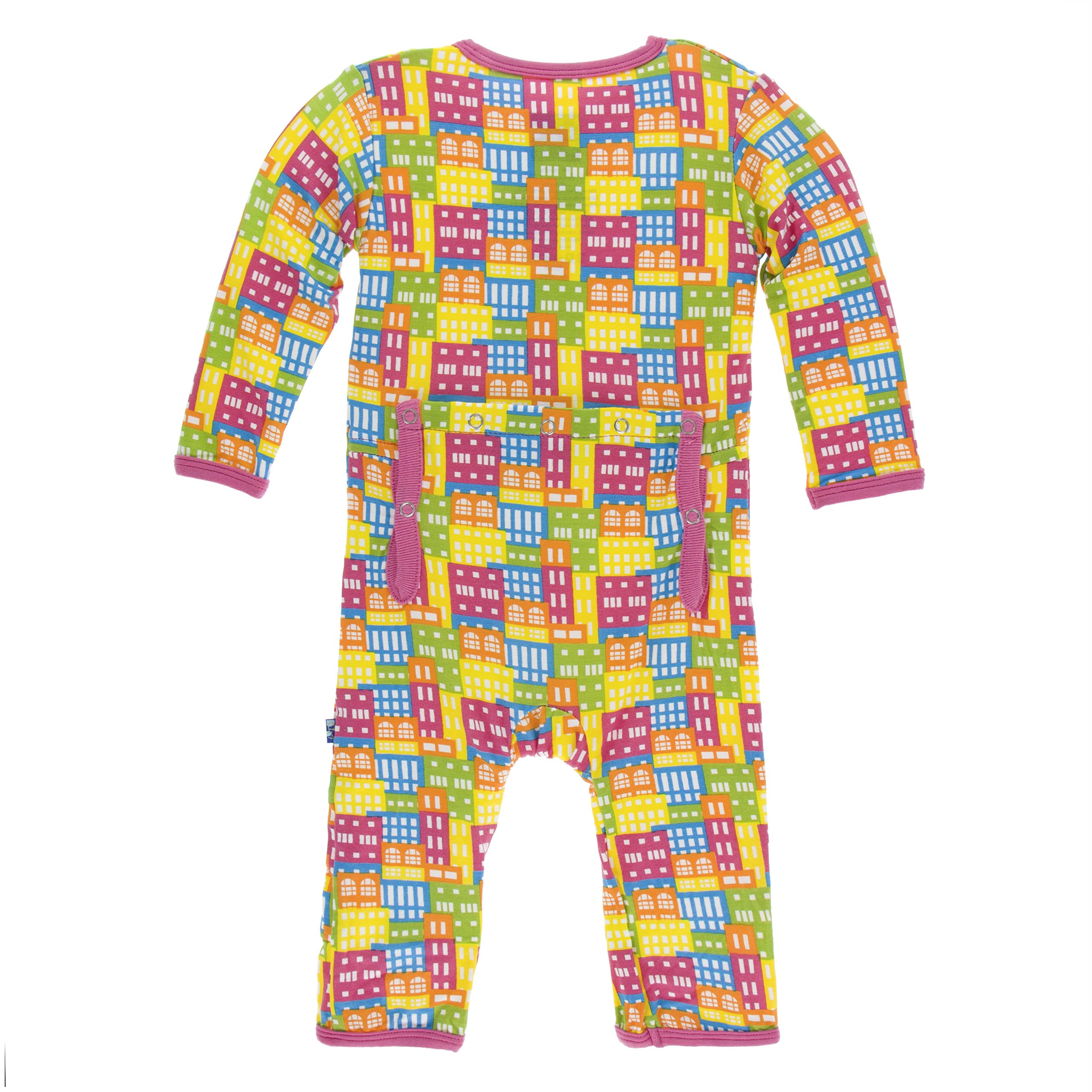 KicKee Pants Baby Girls' Print Coverall with Snap Closure - Natural Houses Design, 18-24 Months | Soft Cotton Romper for Playtime, Daycare & Family Photos