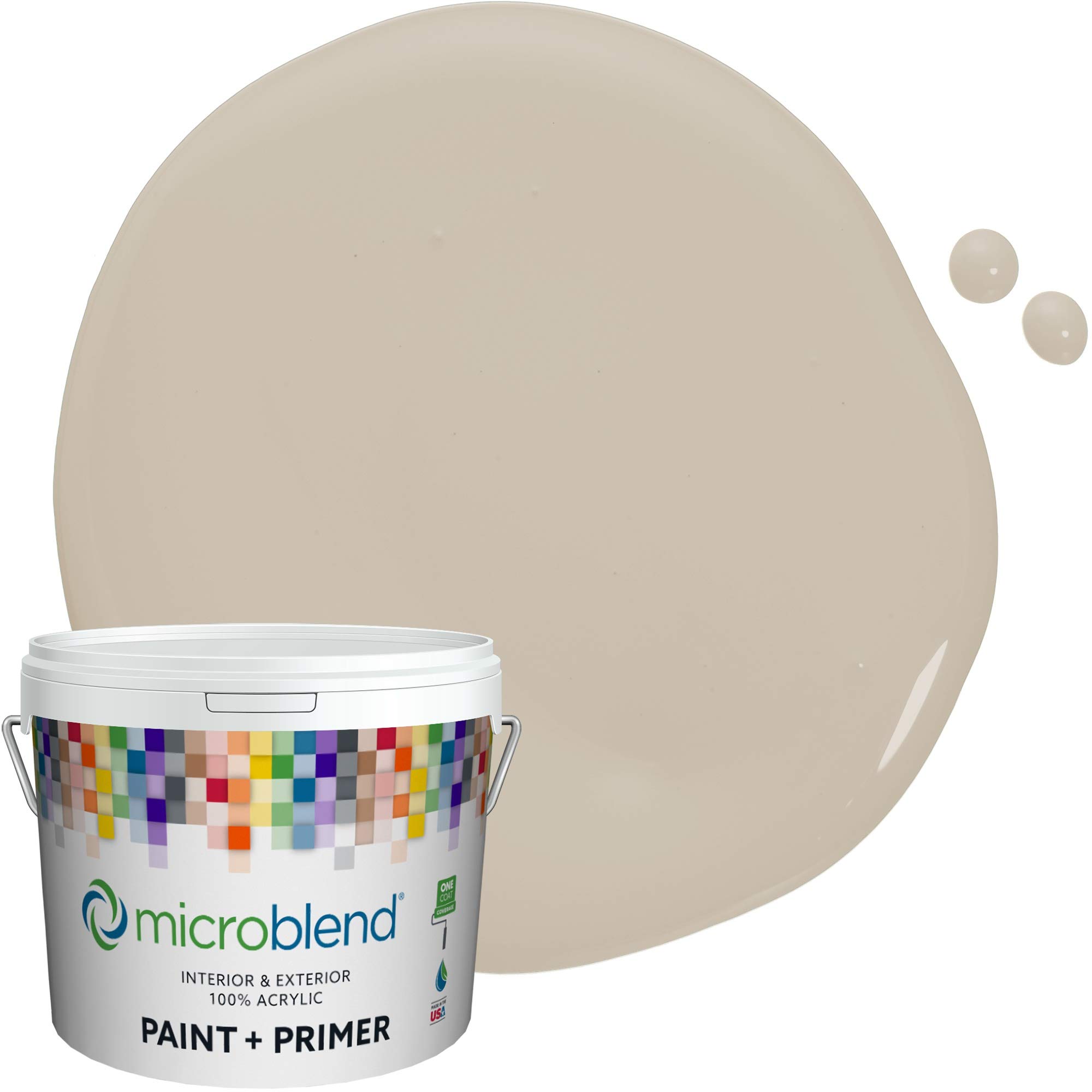Microblend Interior Paint and Primer - Beige/Antiqua, Semi-Gloss Finish, 5 Gallon, Premium Quality, High Coverage, Low VOC, Washable, Microblend Cabo Collection - Perfect for Living Rooms, Bedrooms, and Home Offices