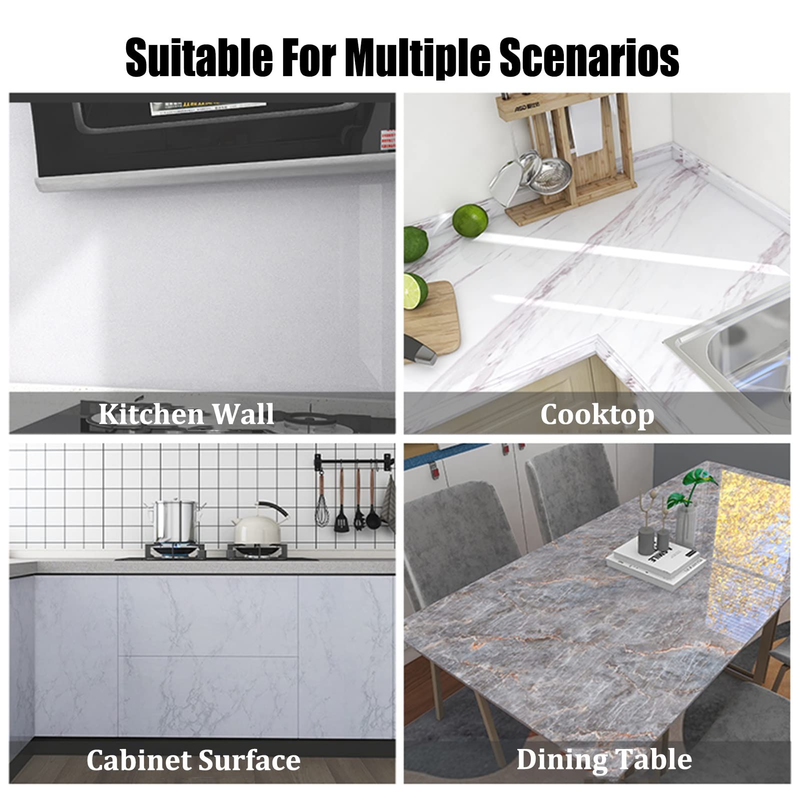 Self-Adhesive Wall Stickers - Oil Proof, Fireproof & Waterproof Peel and Stick Wallpaper for Kitchen Cabinets, Countertops & Furniture - Easy to Clean & Durable (0.8x10m) - Perfect for Home Renovation, DIY Decor & Rental Apartment Upgrades