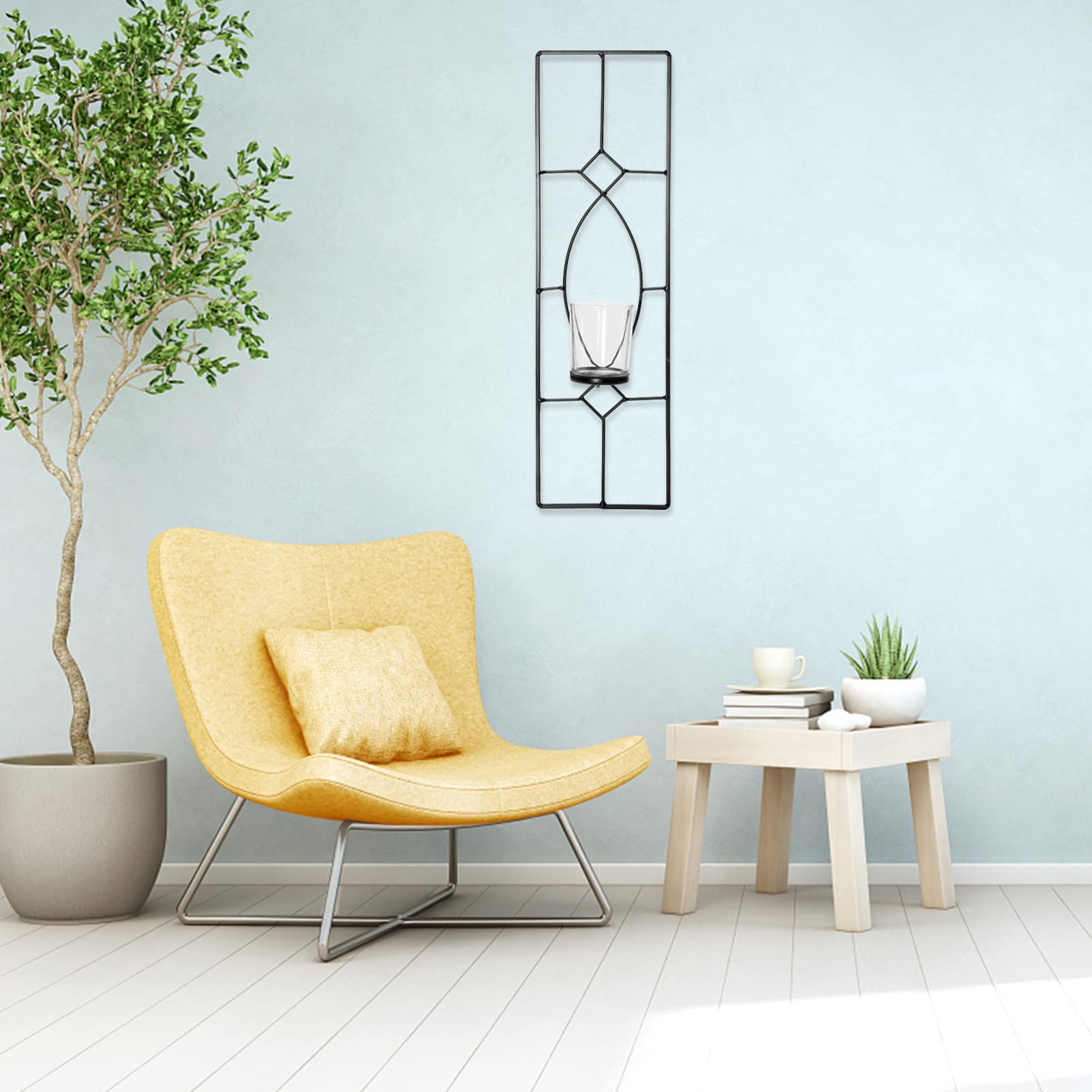 Beaupretty Glass Wall Mount Candle Holder - Modern Tealight & Tapered Candlestick Holder for Home Decor, Bedroom & Living Room Wall Art | Perfect for Romantic Dinners, Spa Nights & Holiday Decorations