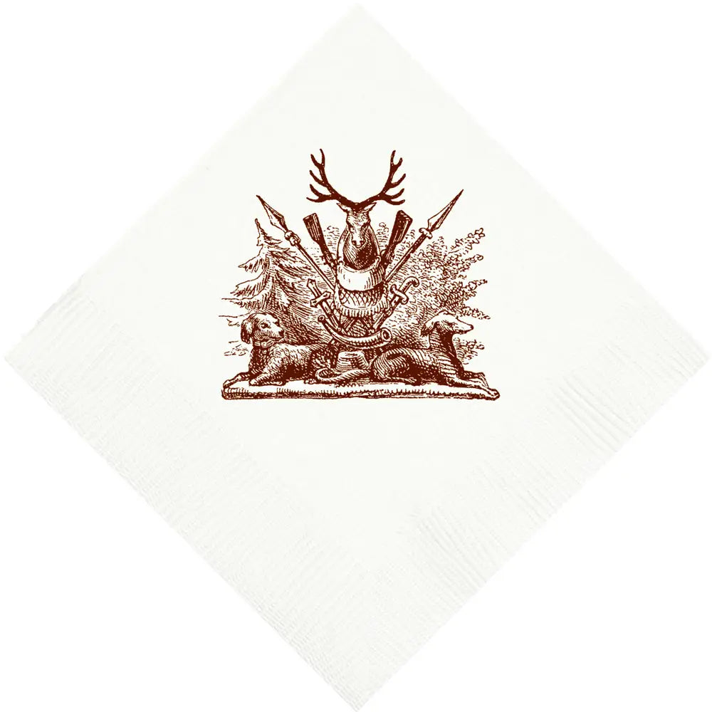 Premium Hunting Crest Beverage Napkins - 50 Pack, 2-Ply Paper Cocktail Napkins for Parties, Weddings, and Outdoor Events - Perfect for Hunting Lodge Decor and Camouflage Themed Gatherings