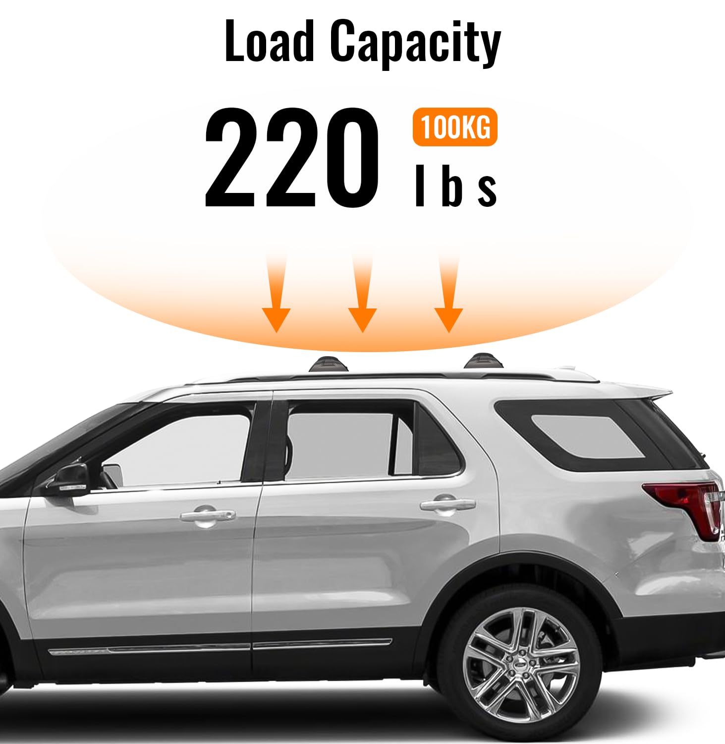 Premium Roof Rack Cross Bars for Ford Explorer 2016-2019 (Limited/XLT/Sport/Platinum) - Lockable Side Rail Mounting System for Cargo Carrier, Luggage, Kayak, Canoe, Bike & Snowboard - Perfect for Road Trips, Camping & Outdoor Adventures
