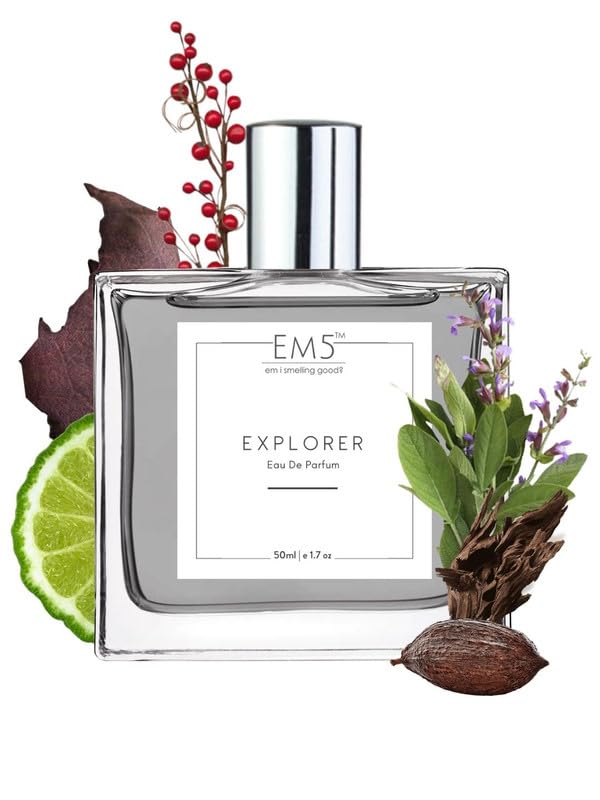 EM5™ Explorer Men's Perfume | Woody Fresh Spicy Cologne | Long Lasting Eau de Parfum Spray | Luxury Gift for Him | Perfect for Date Night, Office & Special Occasions