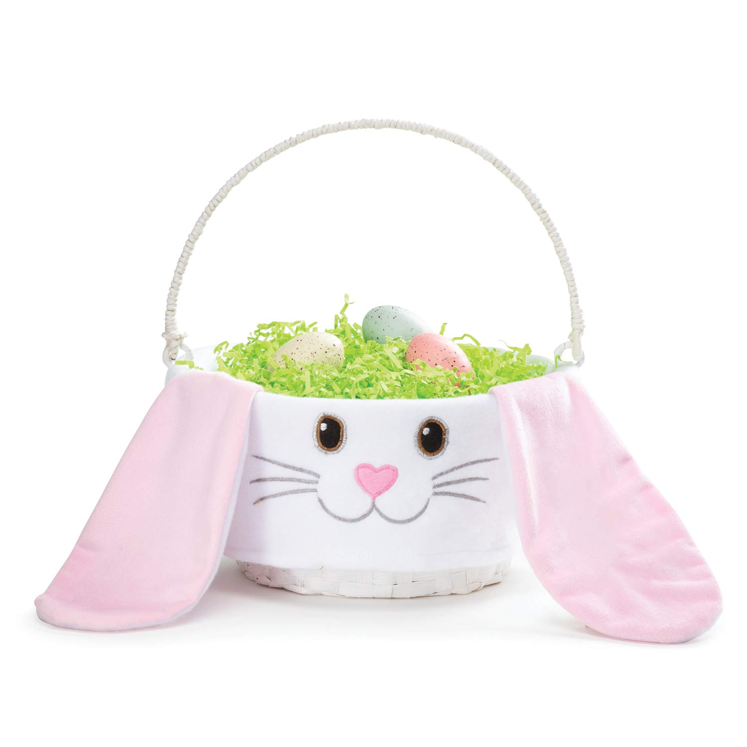 Personalized Floppy Ear Easter Basket with Handle & Custom Name - White Woven Bunny Easter Basket for Kids | Easter Gift for Girls, Boys | Perfect for Easter Egg Hunts, Party Favors & Spring Decor