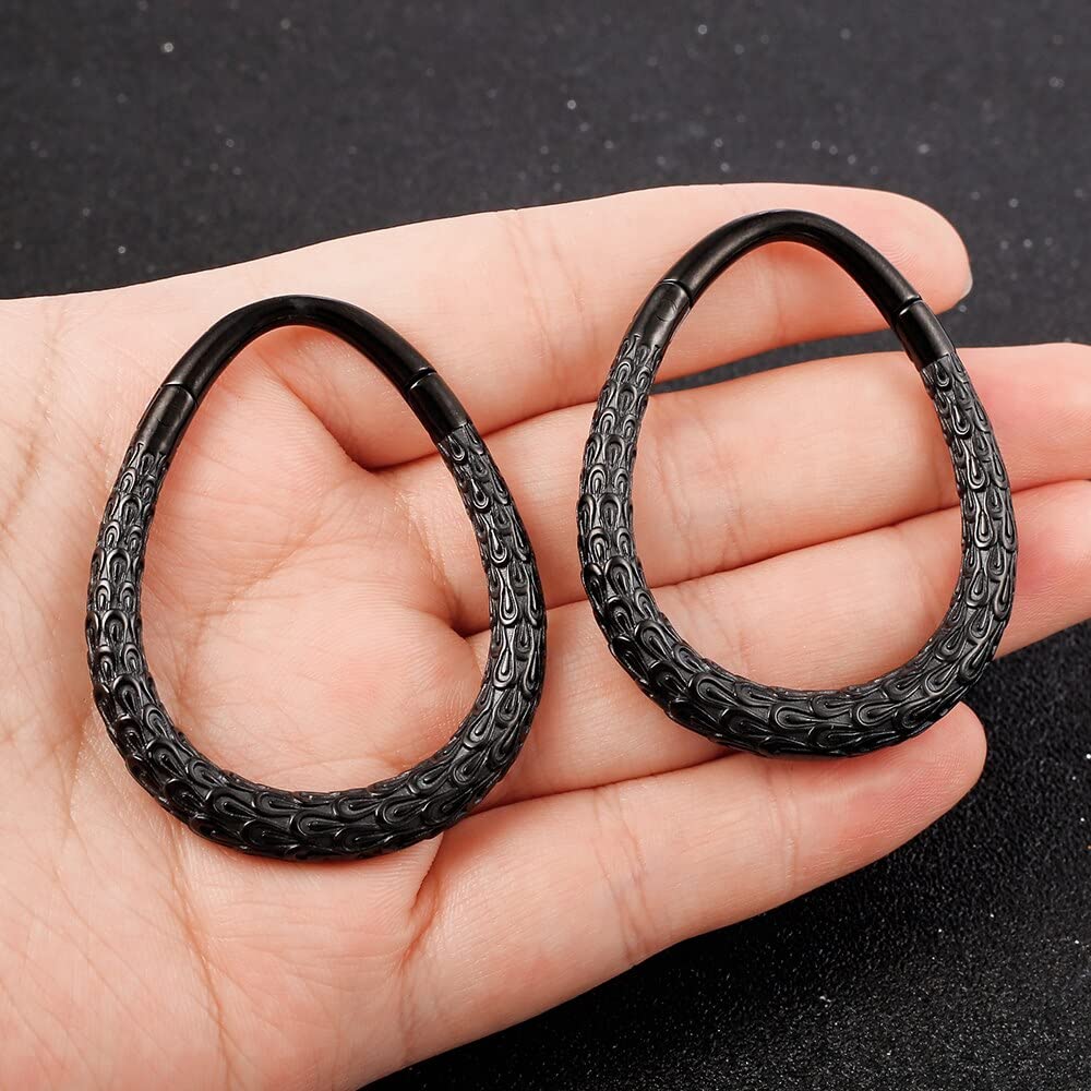 2PCS Hypoallergenic 316L Stainless Steel Ear Weights - Spider Web & Bamboo Design for Stretched Earlobes | Body Jewelry for Piercing Plugs & Gauges | Perfect for Everyday Wear and Alternative Fashion