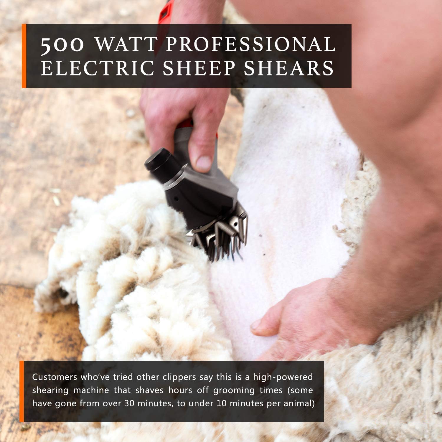 500W Heavy Duty Electric Sheep Shears - 6-Speed Professional Livestock Clippers for Goats, Alpacas, Llamas & Farm Animals - Includes 2 Blades & Carrying Case - Perfect for Grooming, Shearing & Farm Maintenance