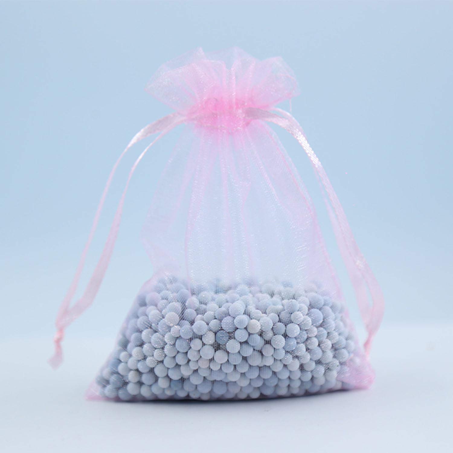 50 Pcs 5x7 Inches Pink Organza Gift Bags with Satin Drawstring - Sheer See-Through Fabric Favor Pouches for Baby Shower, Wedding, Party Favors, Jewelry, Holiday Gifts & Card Deck - Perfect for Gift Wrapping, Party Decorations & Special Occasions