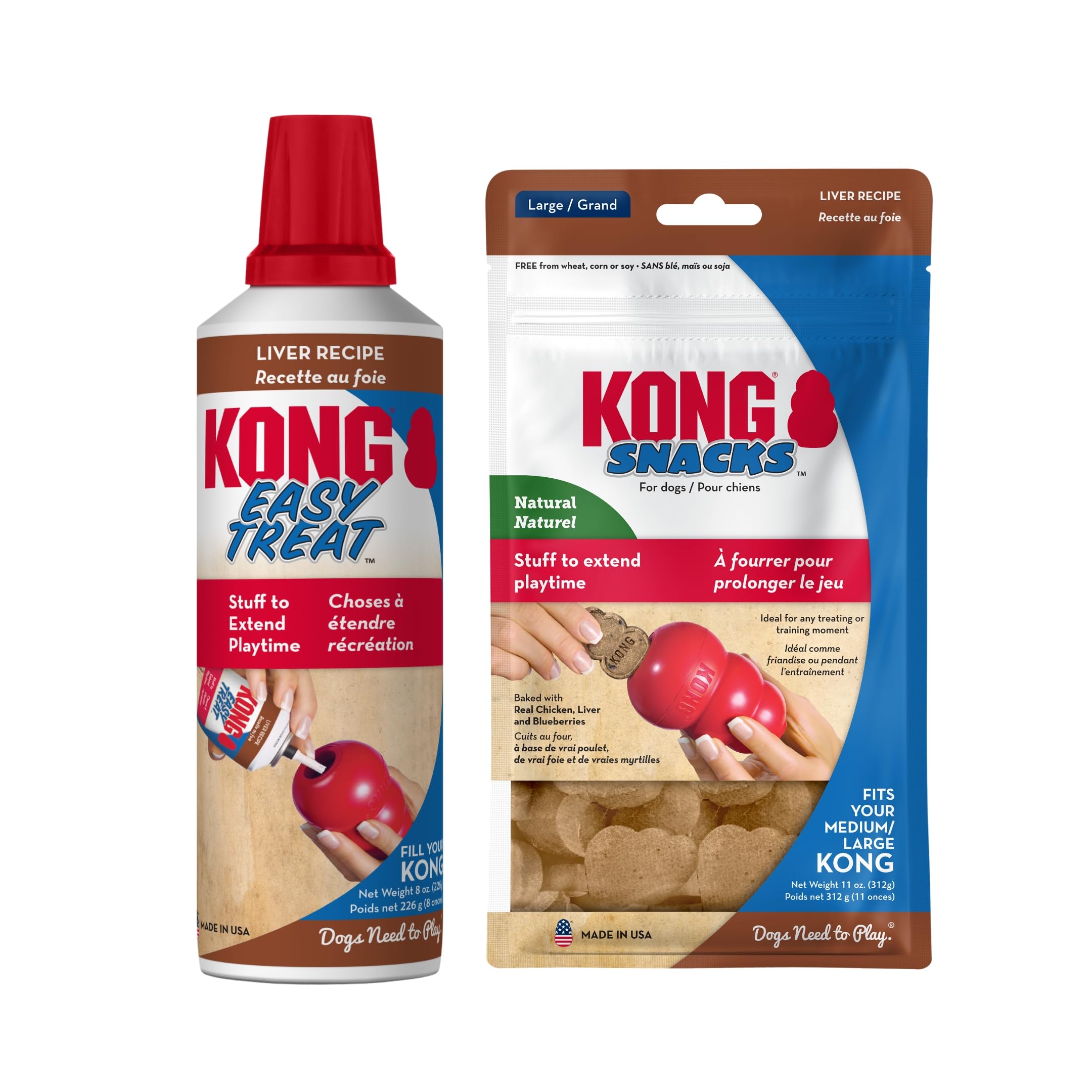Premium KONG Large Dog Treat Combo - Liver Flavor Snacks & Spray - Perfect for Stuffing Toys, Training Rewards & Playtime - Ideal for Active Dogs & Puppy Enrichment Activities