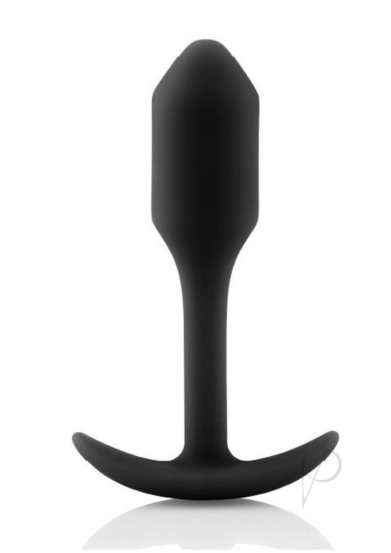 B Vibe Snug Plug 1 - Weighted Silicone Anal Plug for Beginners - Black - Comfortable Wear for Extended Play & Training