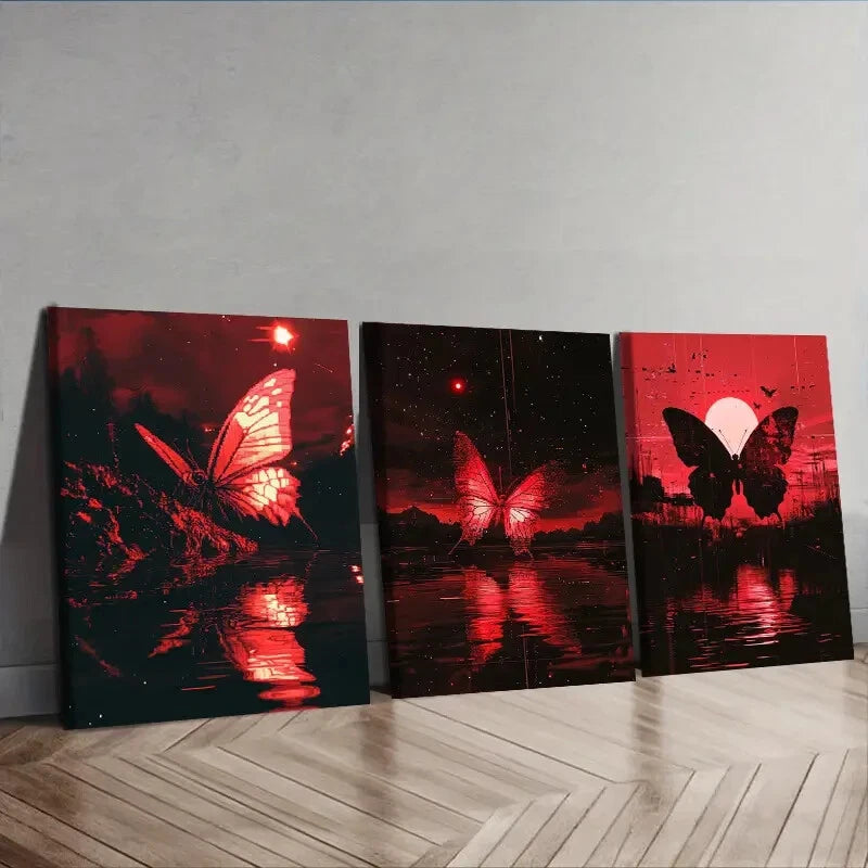 3-Piece Butterfly Wall Art Set - Framed Canvas Prints 40x60cm - High Quality Australian Made Home Decor - Perfect for Living Room, Bedroom & Office Decorations